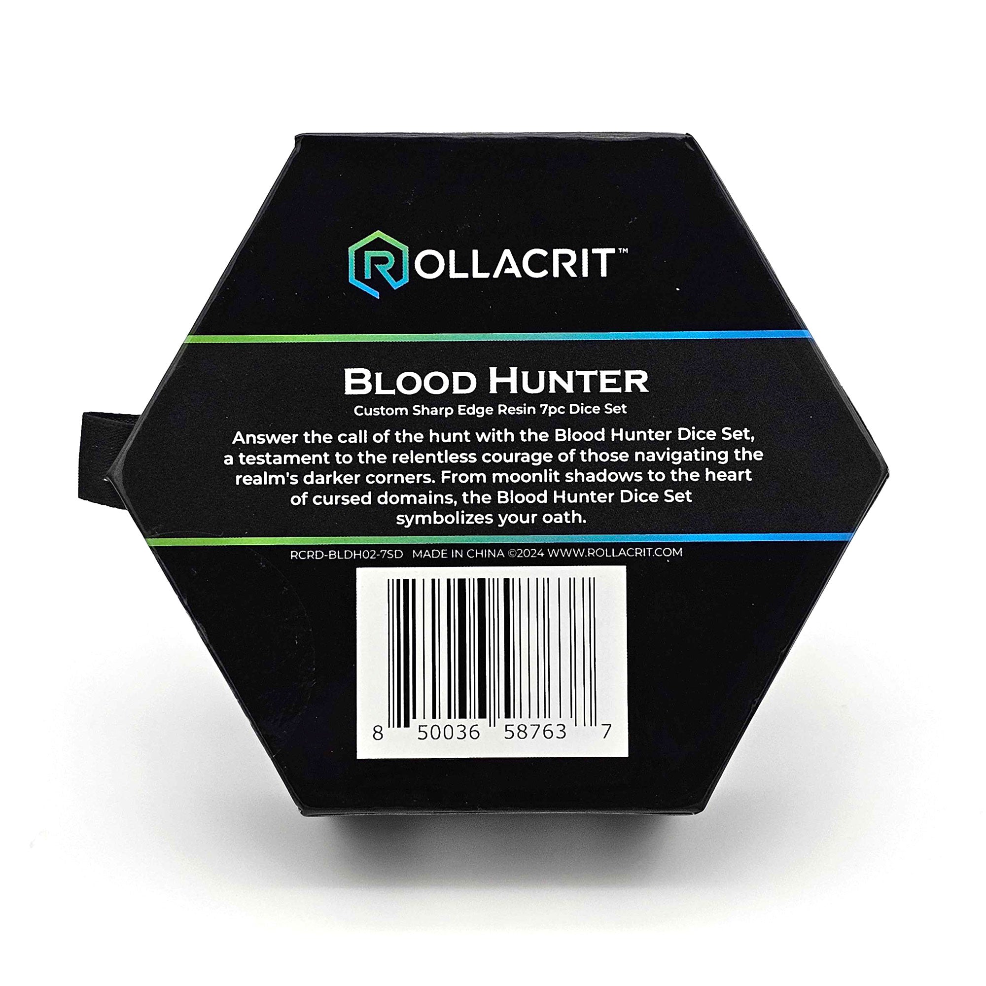 Blood Hunter Custom Sharp Edge Resin 7pc Dice Set | Rollacrit