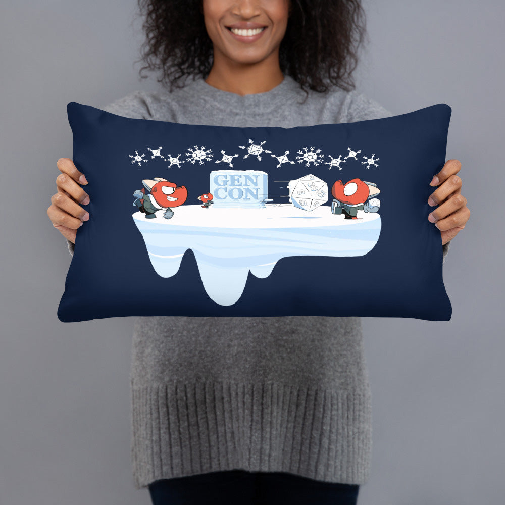 Gen Con Kobold Snowball Fight Blue Pillow | Rollacrit
