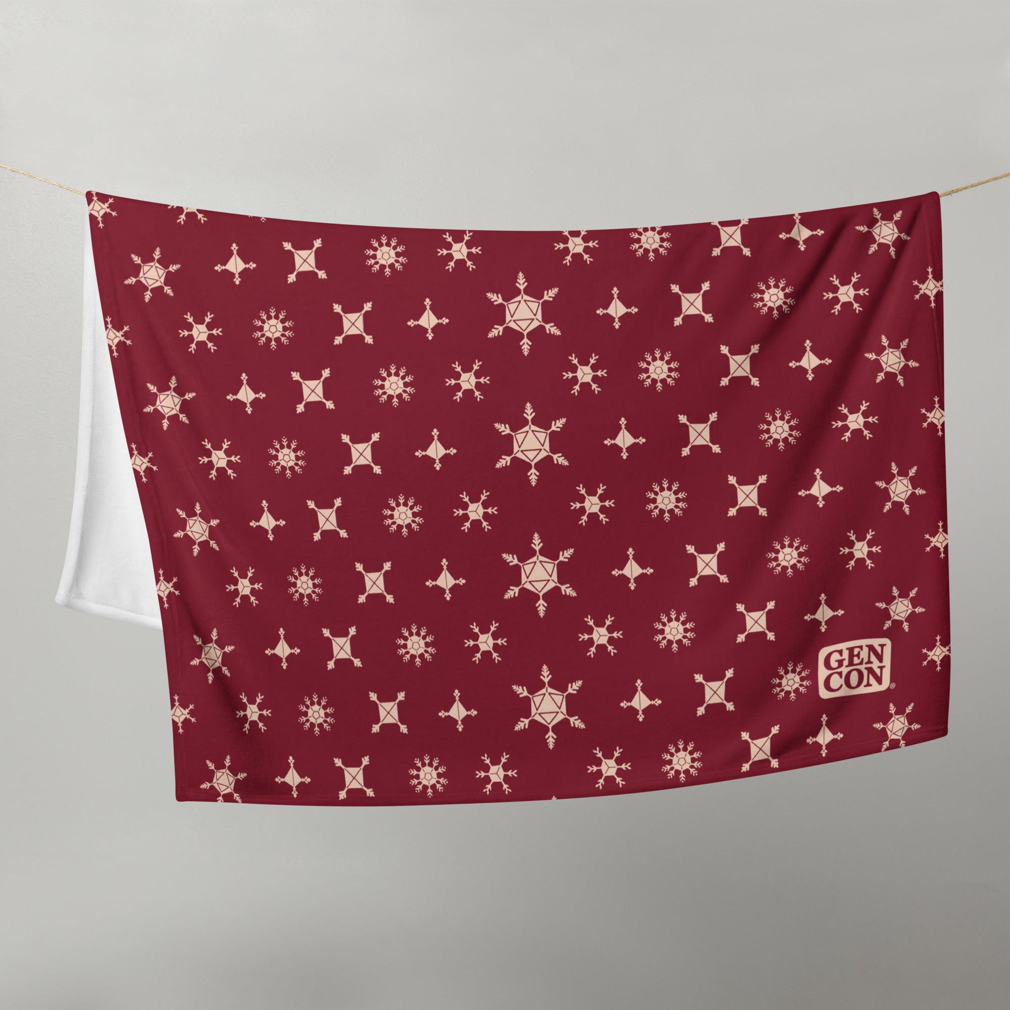 Gen Con Dice Snowflake Burgundy Blanket | Rollacrit