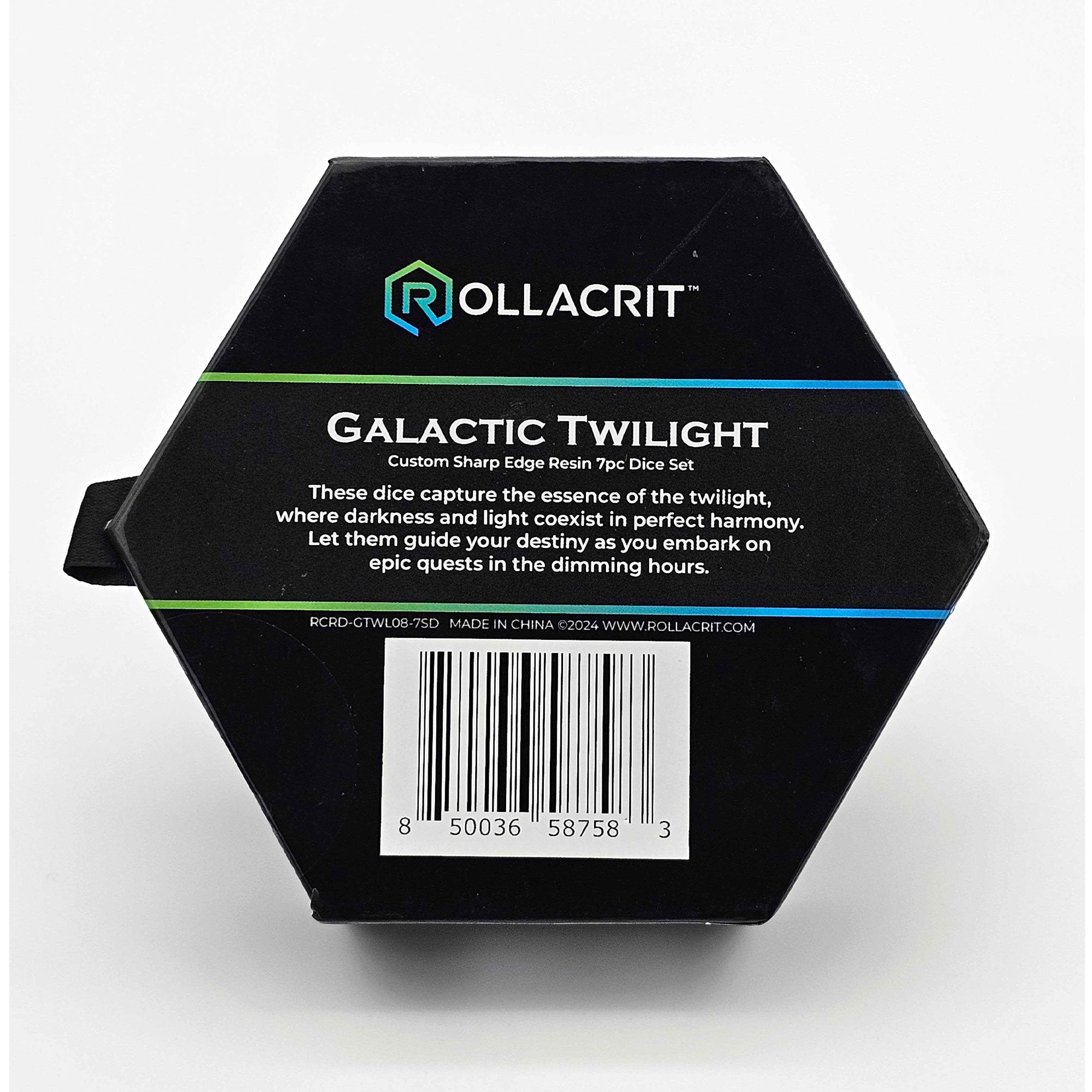Galactic Twilight Custom Sharp Edge Resin 7pc Dice Set | Rollacrit