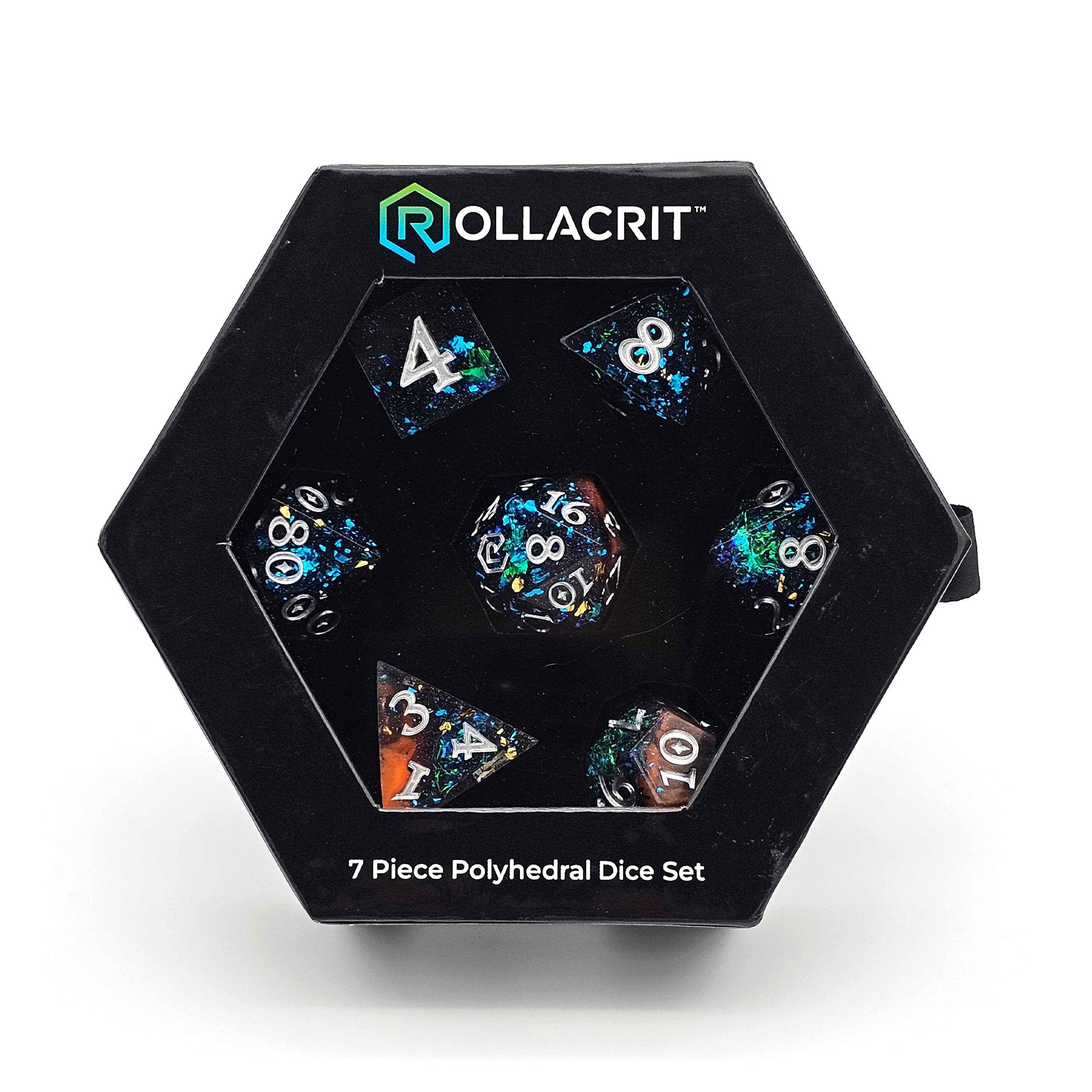 Galactic Twilight Custom Sharp Edge Resin 7pc Dice Set | Rollacrit