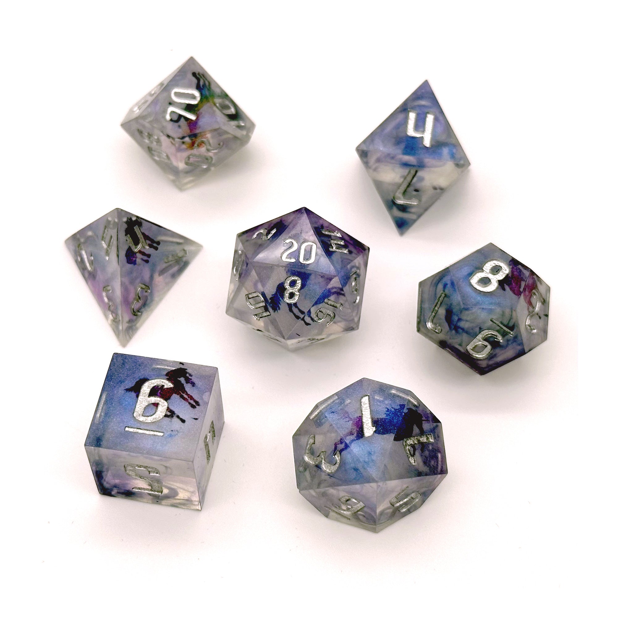 Galactic Unicorn Sharp Edge Resin 7pc Dice Set | Rollacrit