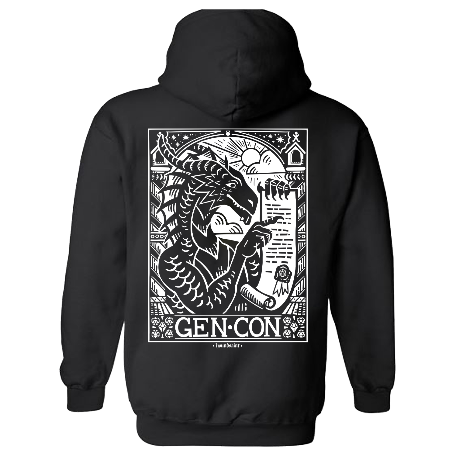 Gen Con 2025 Genevieve Scroll Woodblock Pullover Hoodie | Rollacrit