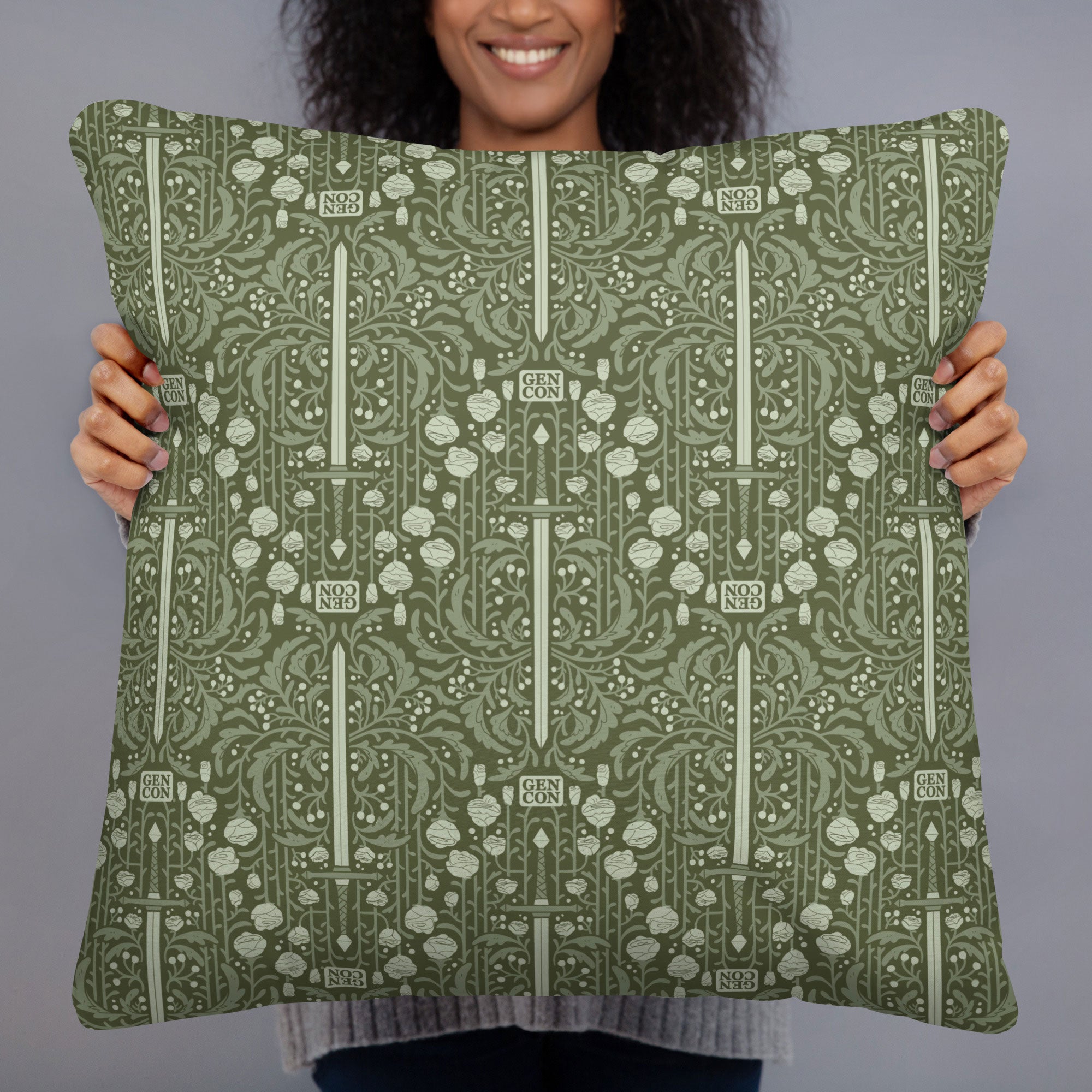 Gen Con Floral Sword Pattern Pillow | Rollacrit