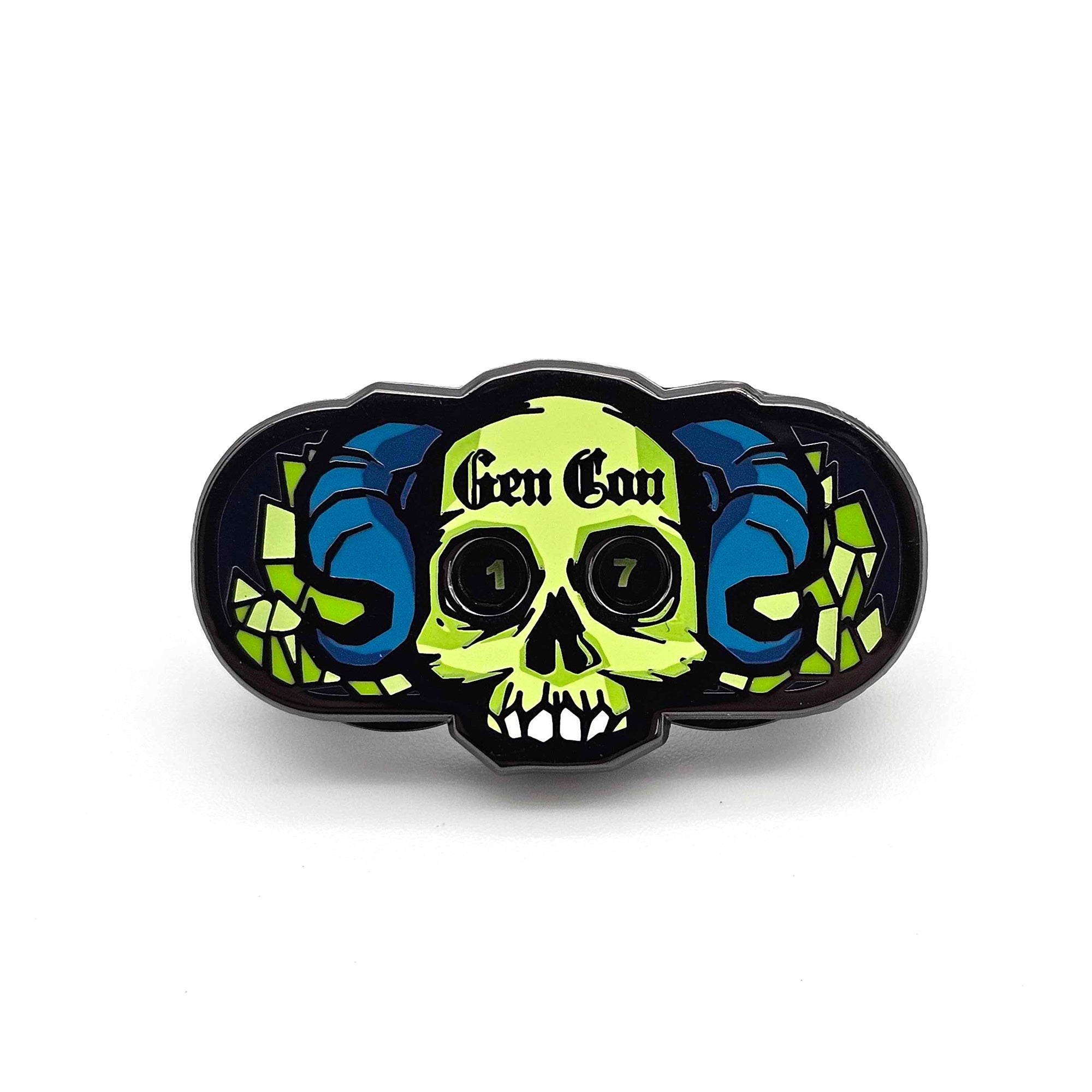 Gen Con Spinning Skull Eyes Life Counter Pin | Rollacrit