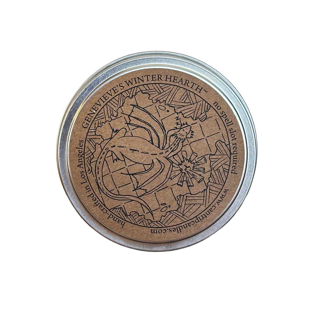 Gen Con x Cantrip Candles Genevieve's Winter Hearth Candle | Rollacrit