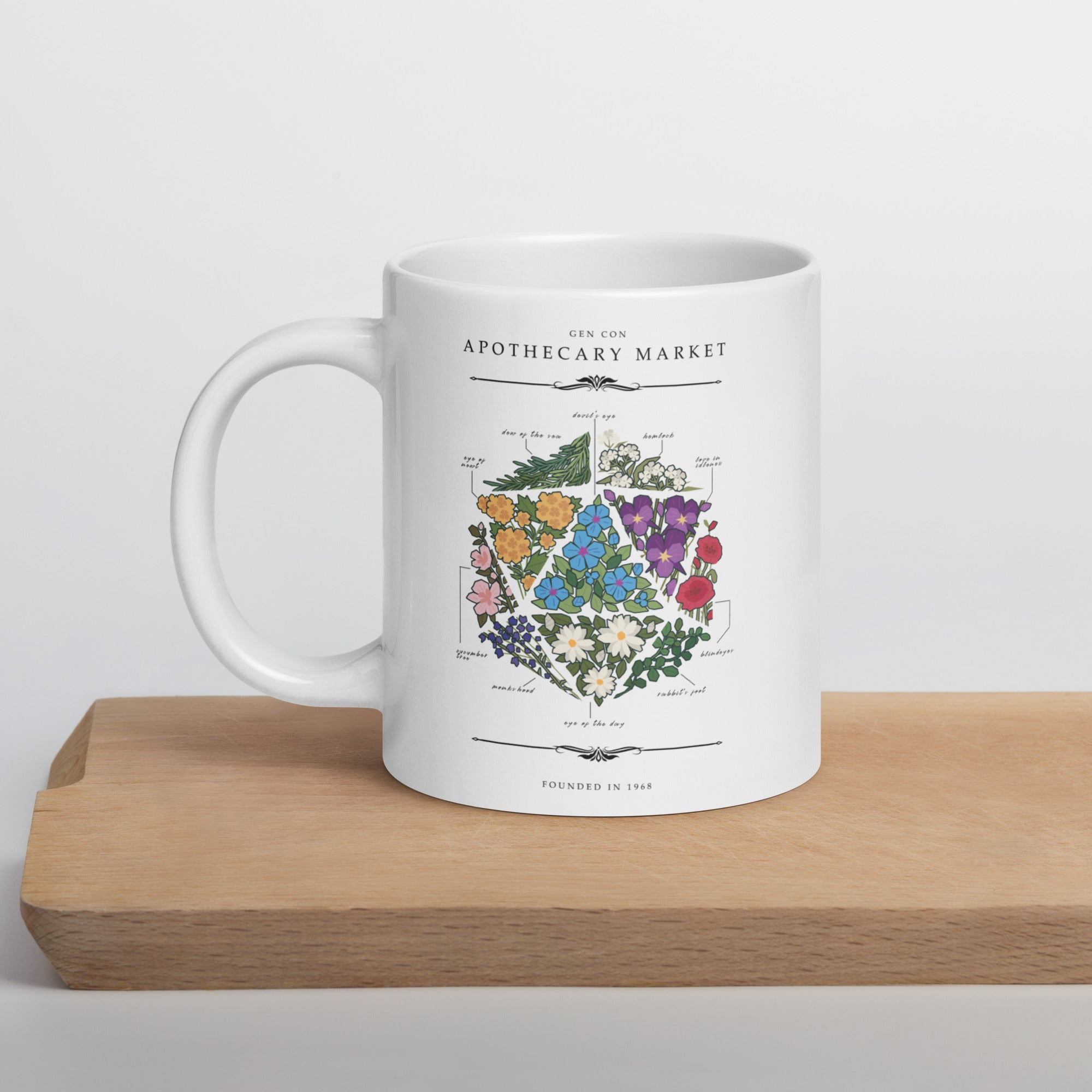 Gen Con Floral d20 Mug | Rollacrit