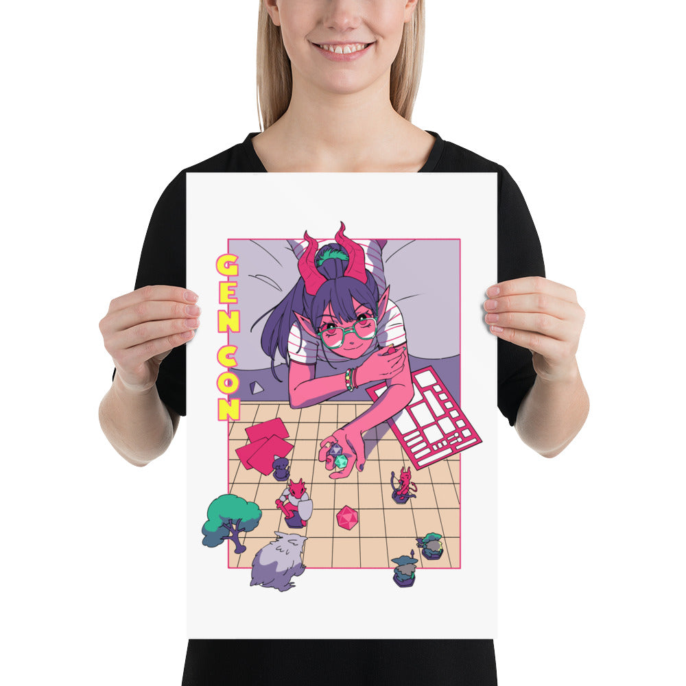 Gen Con Tsundere Gamer Tiefling 2024 Poster | Rollacrit