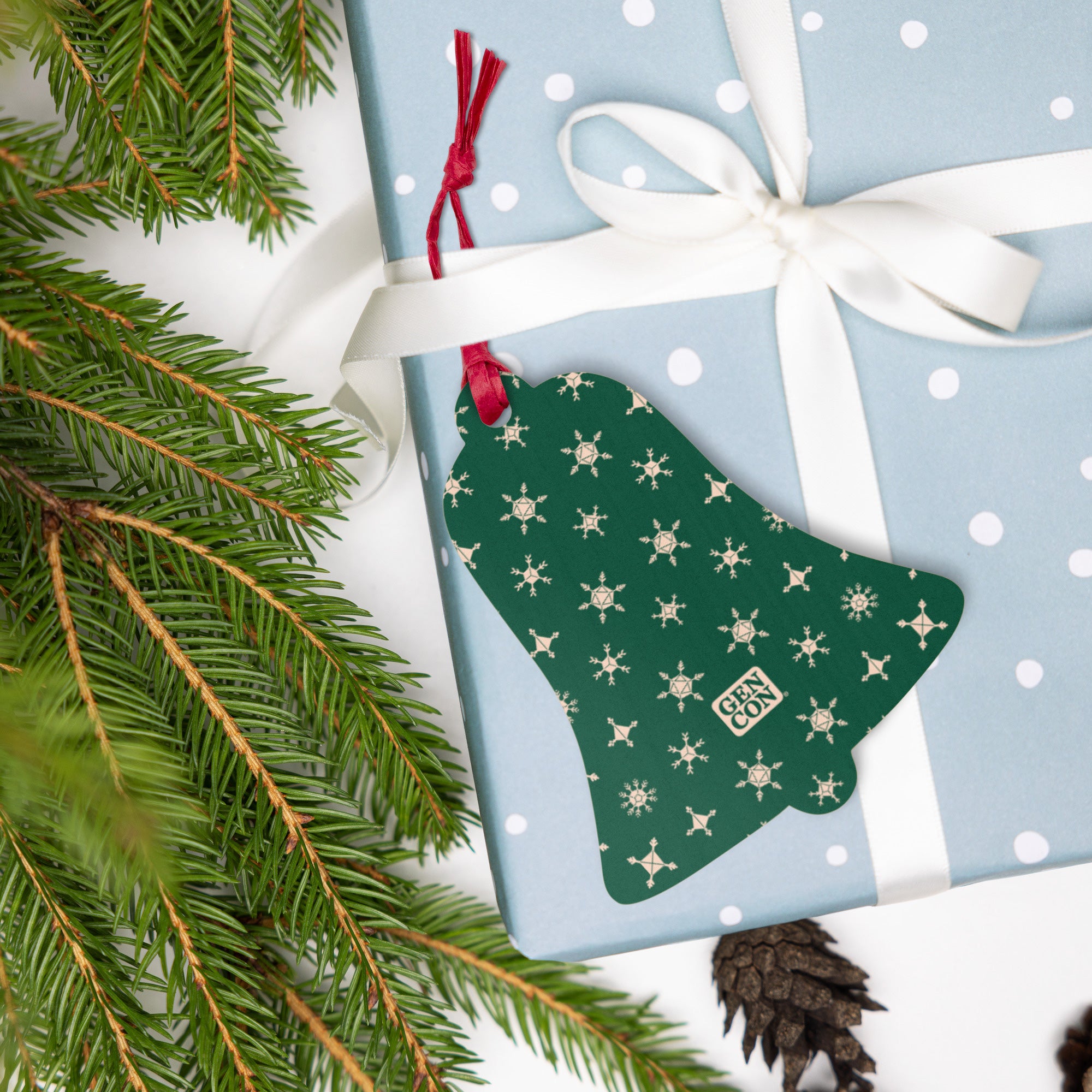 Gen Con Dice Snowflake Wooden Bell Ornament Magnet | Rollacrit