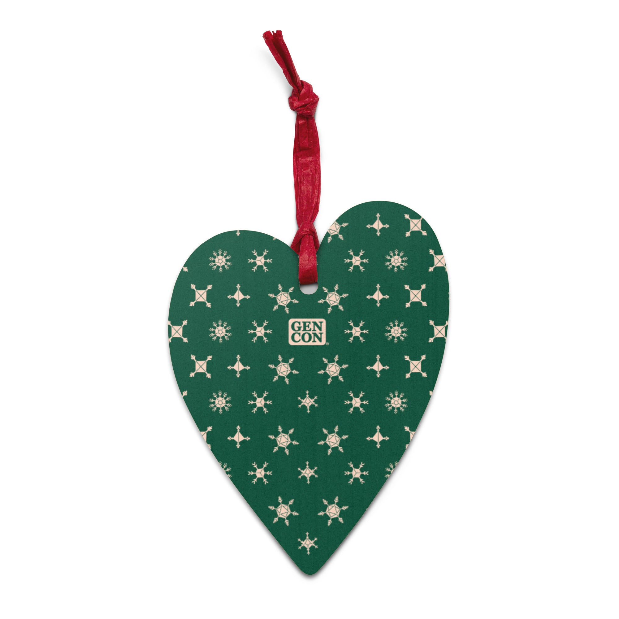 Gen Con Dice Snowflake Wooden Heart Ornament Magnet | Rollacrit
