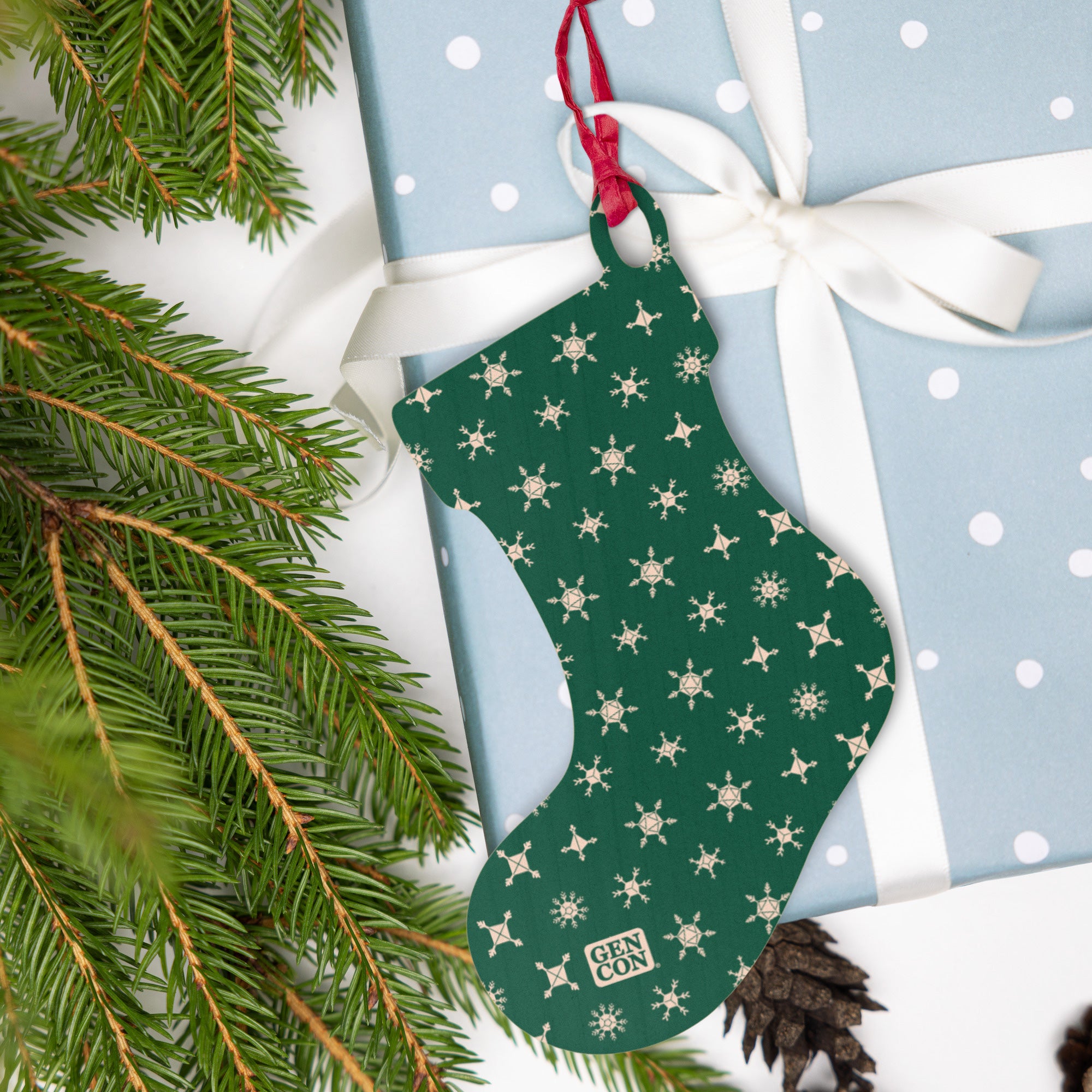 Gen Con Dice Snowflake Wooden Stocking Ornament Magnet | Rollacrit