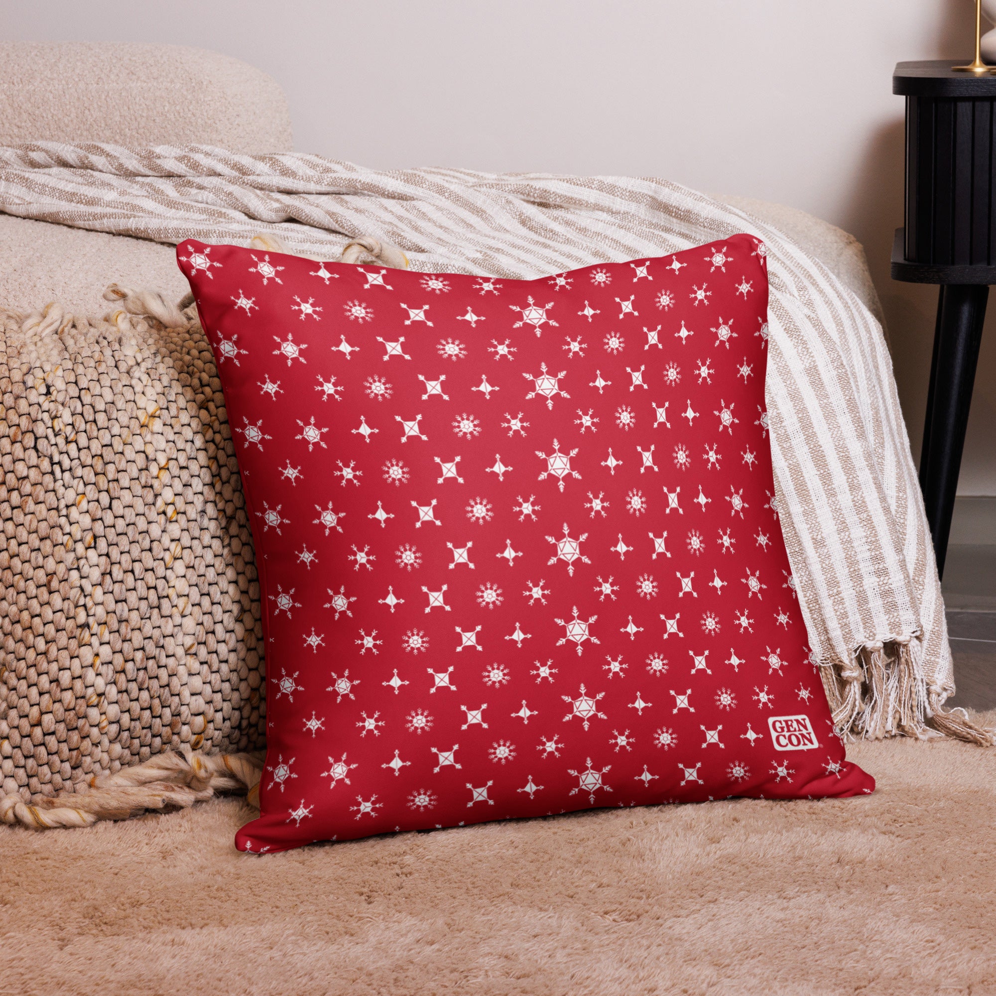 Gen Con Dice Snowflake Red Pillow | Rollacrit