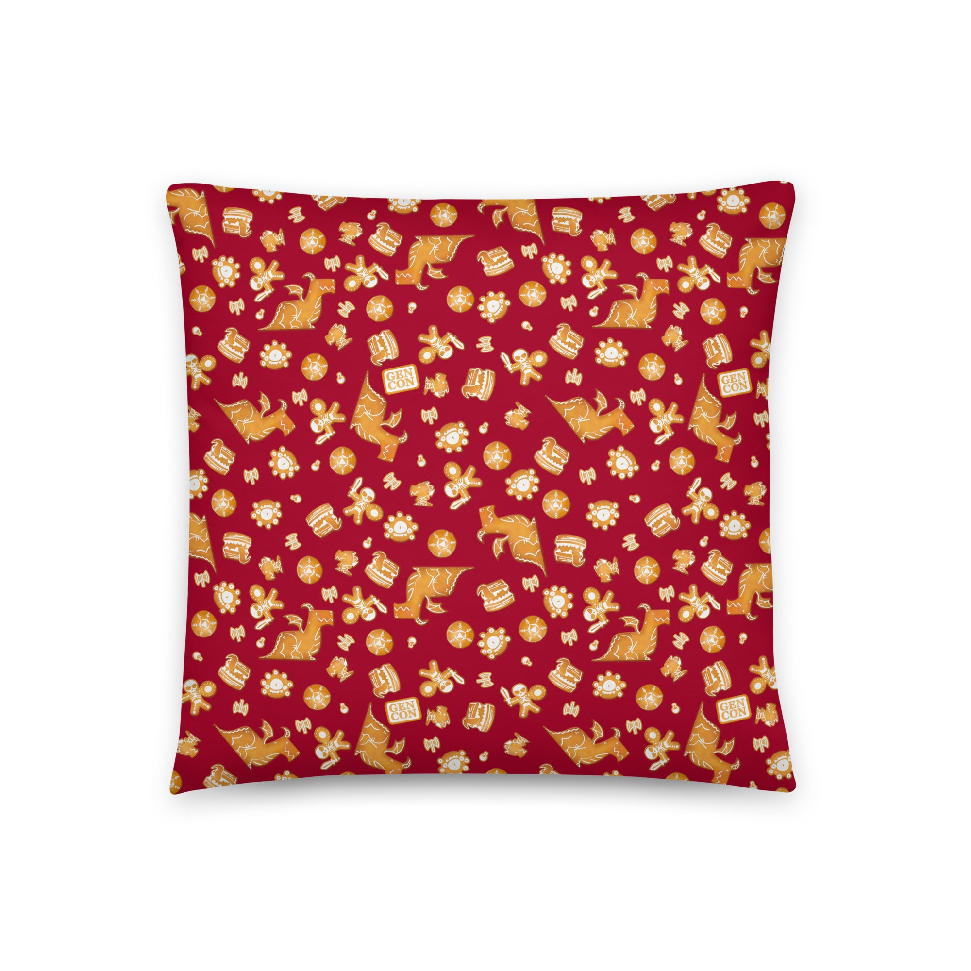 Red Gen Con Gingerbread Pillow | Rollacrit