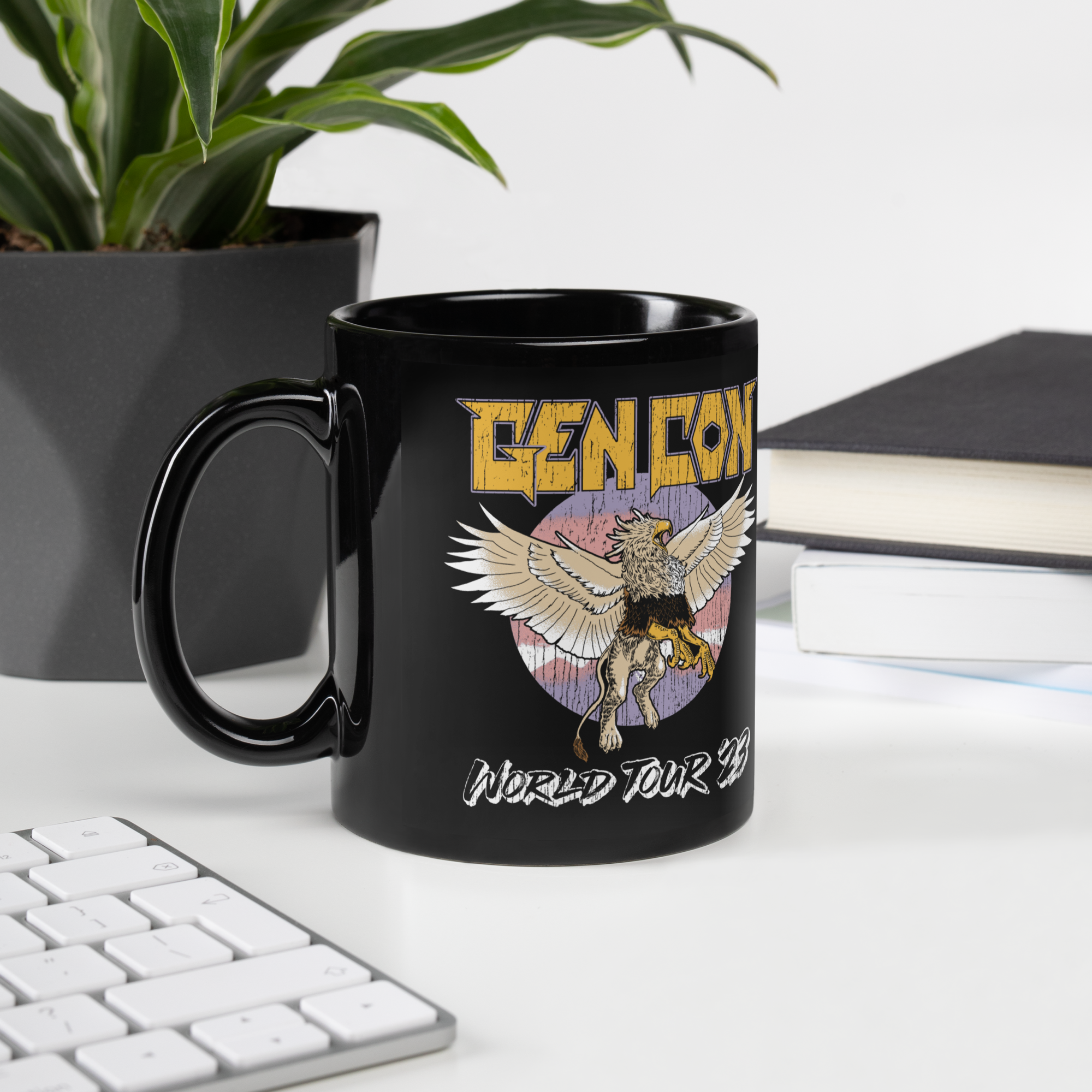 Gen Con World Tour Griffin Black Glossy Mug | Rollacrit