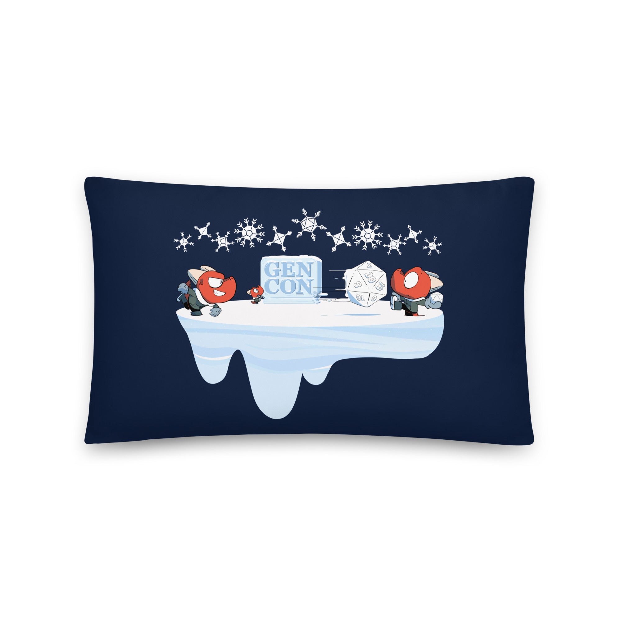 Gen Con Kobold Snowball Fight Blue Pillow | Rollacrit