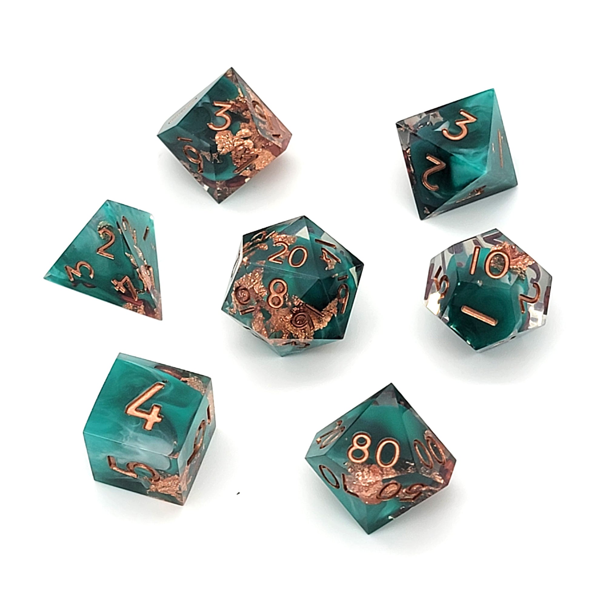 Crashing Waves Sharp Edge Resin 7pc Dice Set | Rollacrit