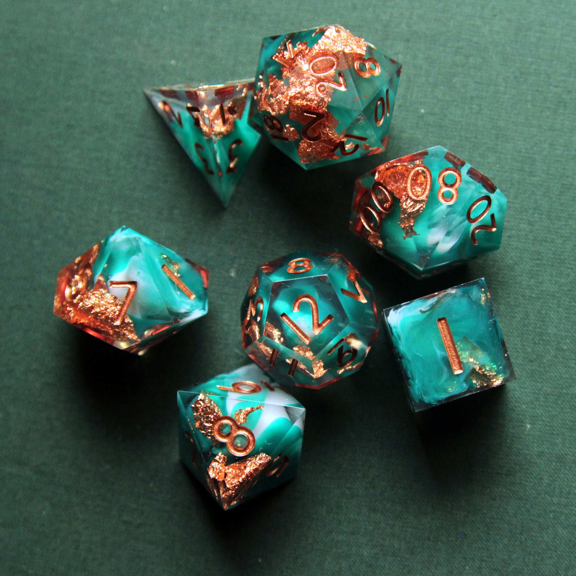 Crashing Waves Sharp Edge Resin 7pc Dice Set | Rollacrit