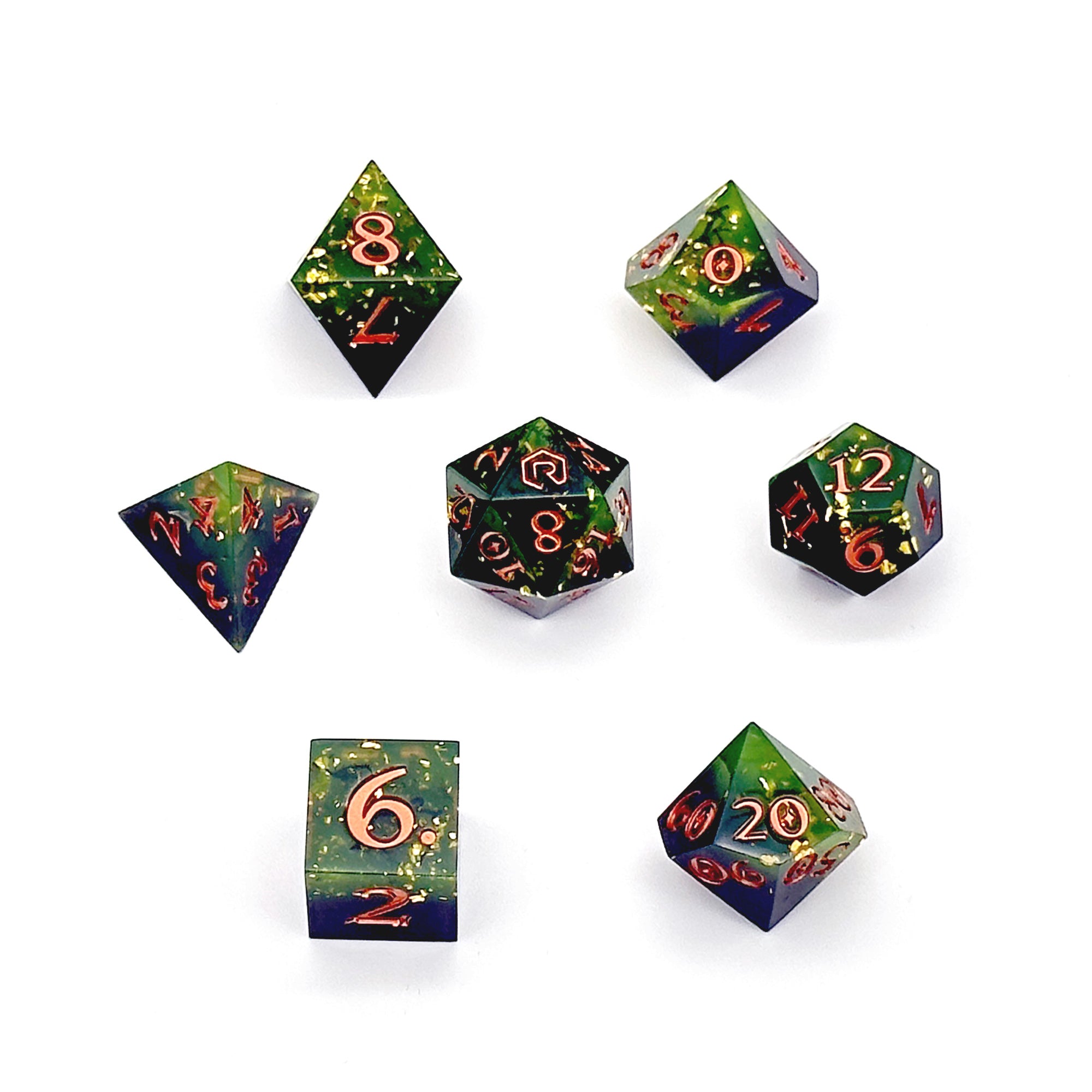 Bog Witch Custom Sharp Edge Resin 7pc Dice Set | rollacrit