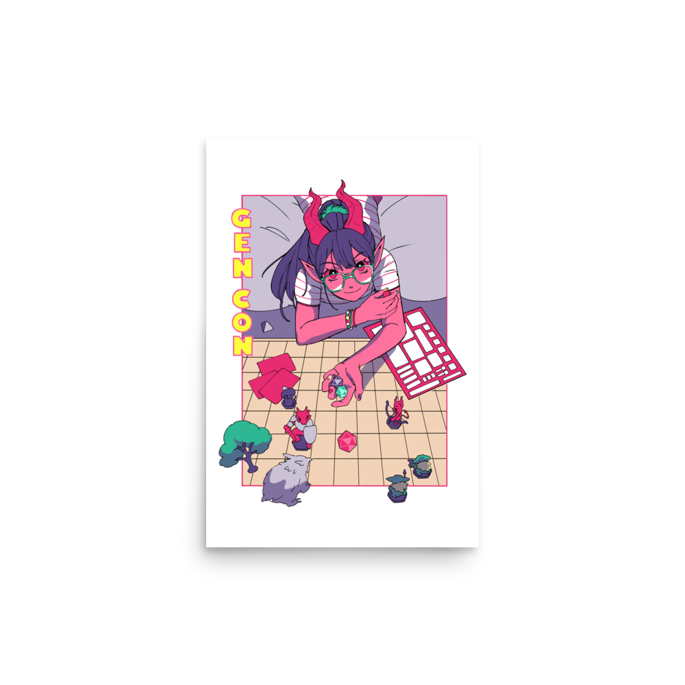 Gen Con Tsundere Gamer Tiefling 2024 Poster | Rollacrit