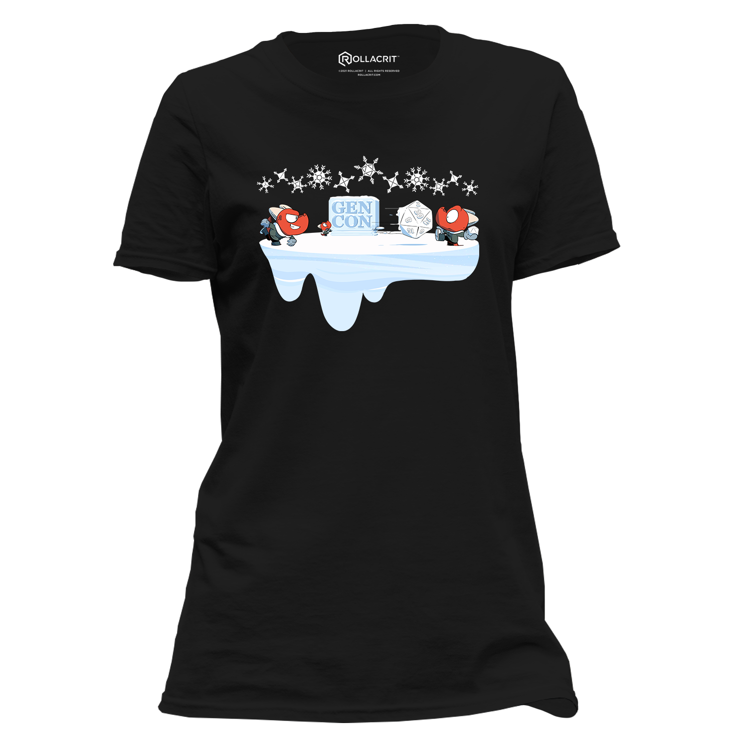Gen Con Kobold Snowball Fight Black Femme T-Shirt | Rollacrit