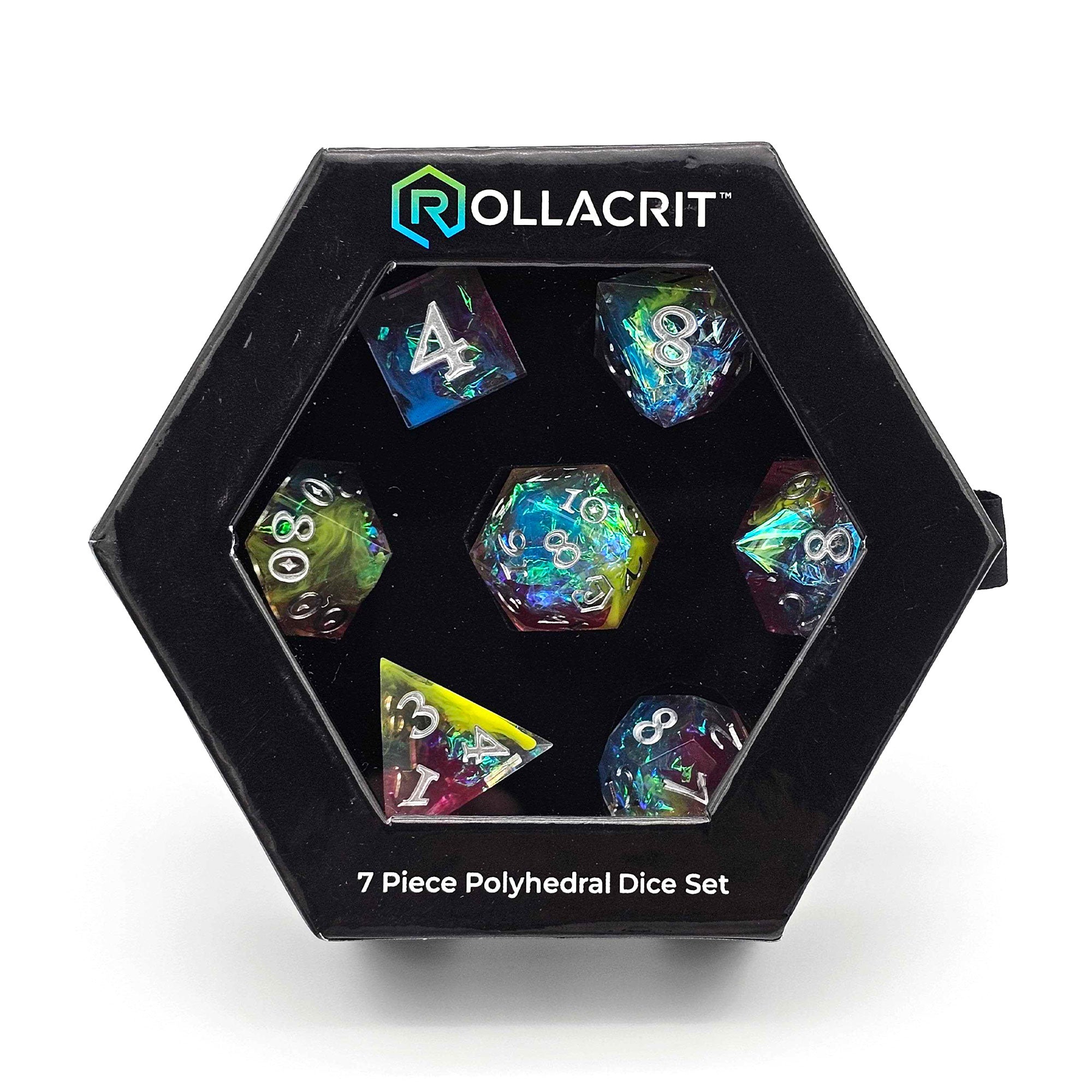 Galactic Dawn Custom Sharp Edge Resin 7pc Dice Set | Rollacrit