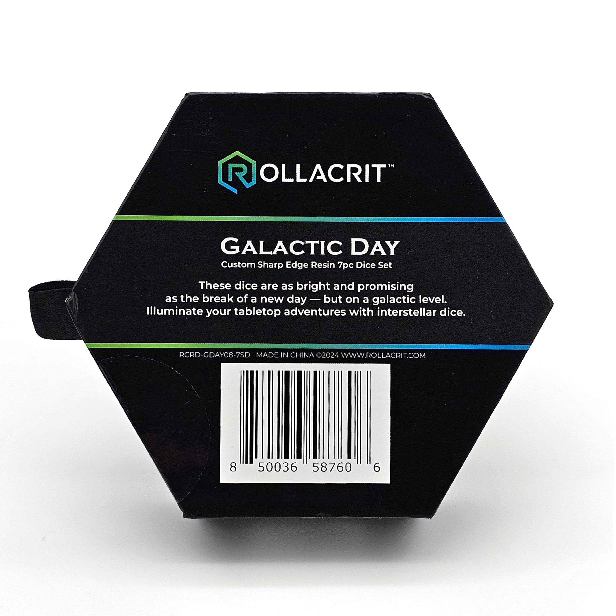 Galactic Day Custom Sharp Edge Resin 7pc Dice Set | Rollacrit