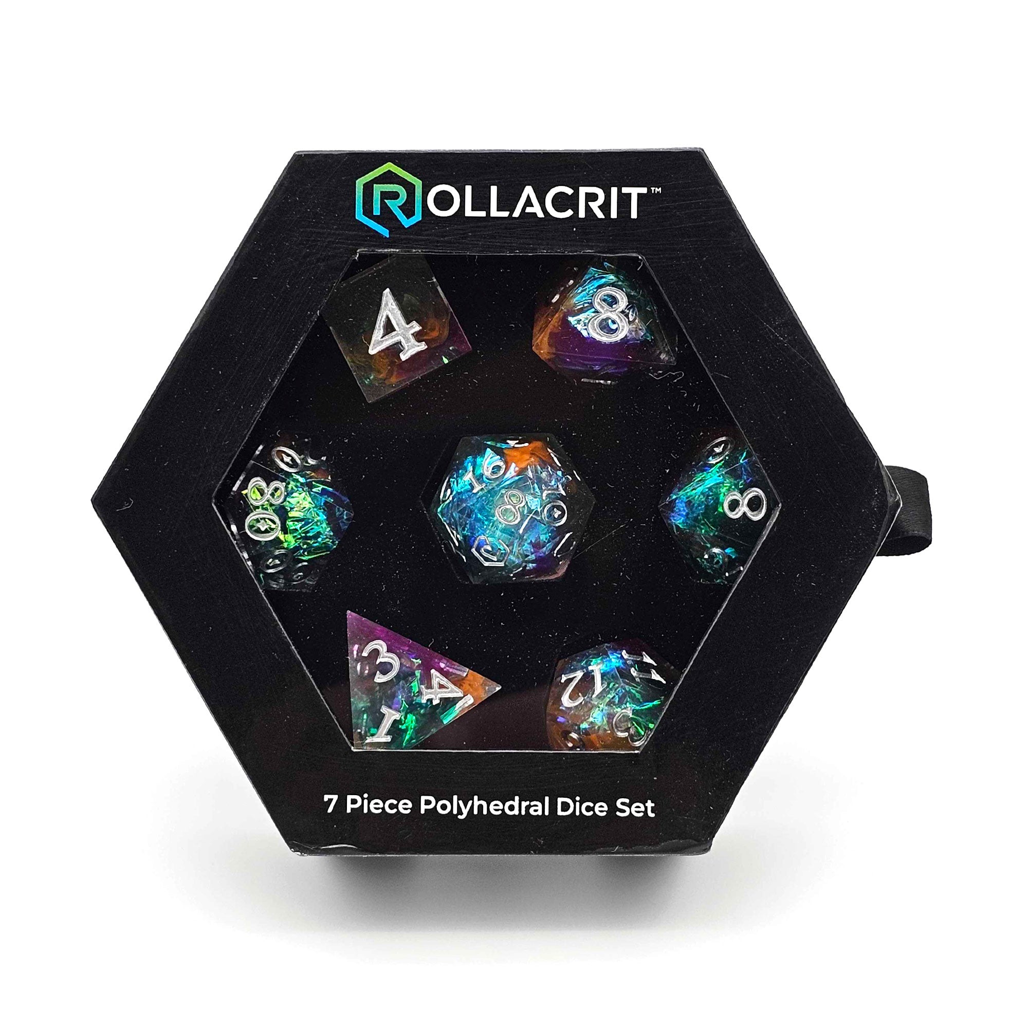 Galactic Day Custom Sharp Edge Resin 7pc Dice Set | Rollacrit
