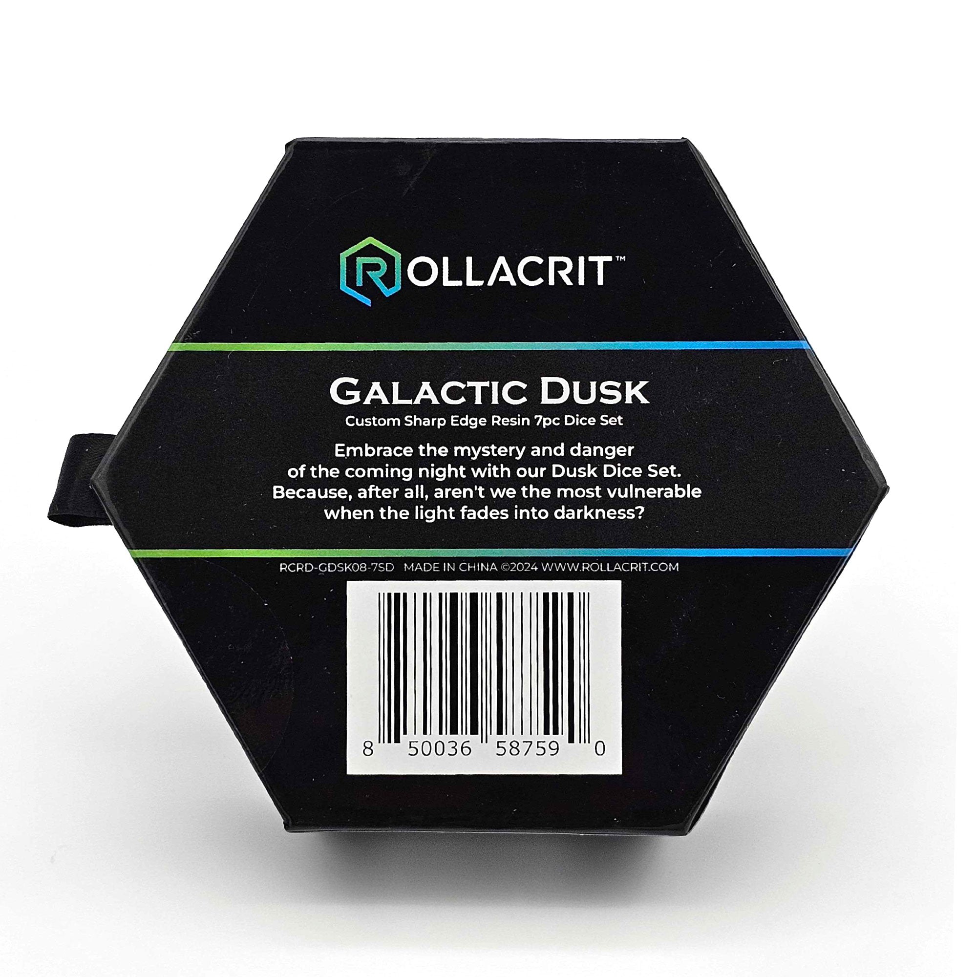 Galactic Dusk Custom Sharp Edge Resin 7pc Dice Set |Rollacrit