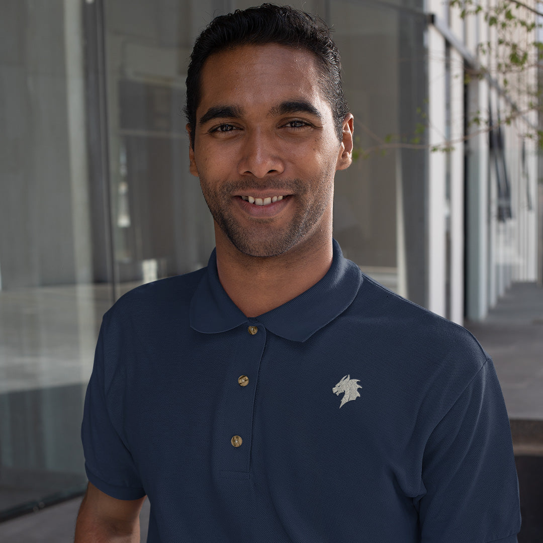 Gen Con Ivory Dragon Embroidered Polo Shirt | Rollacrit