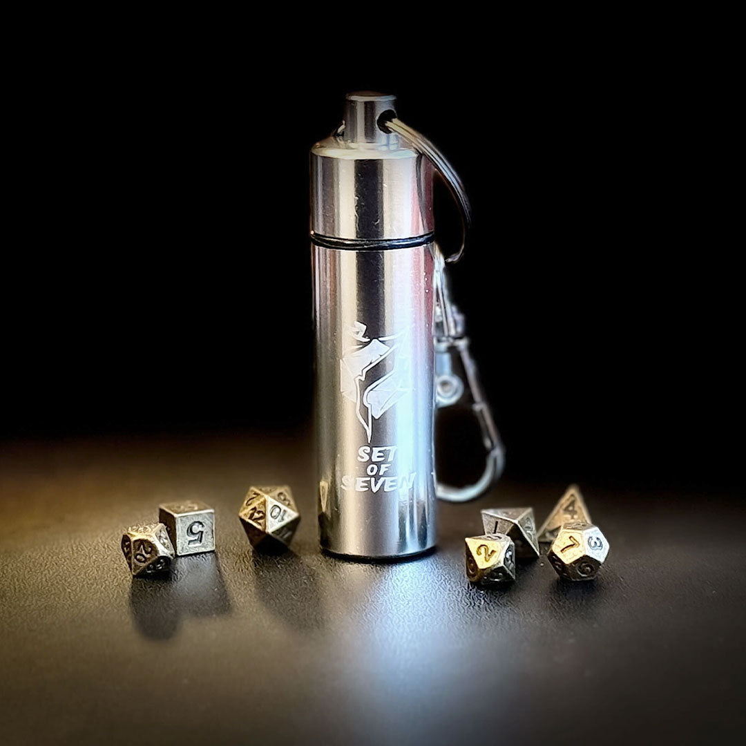 Spell Component Keychain With Tiny 7pc Dice Set | Rollacrit