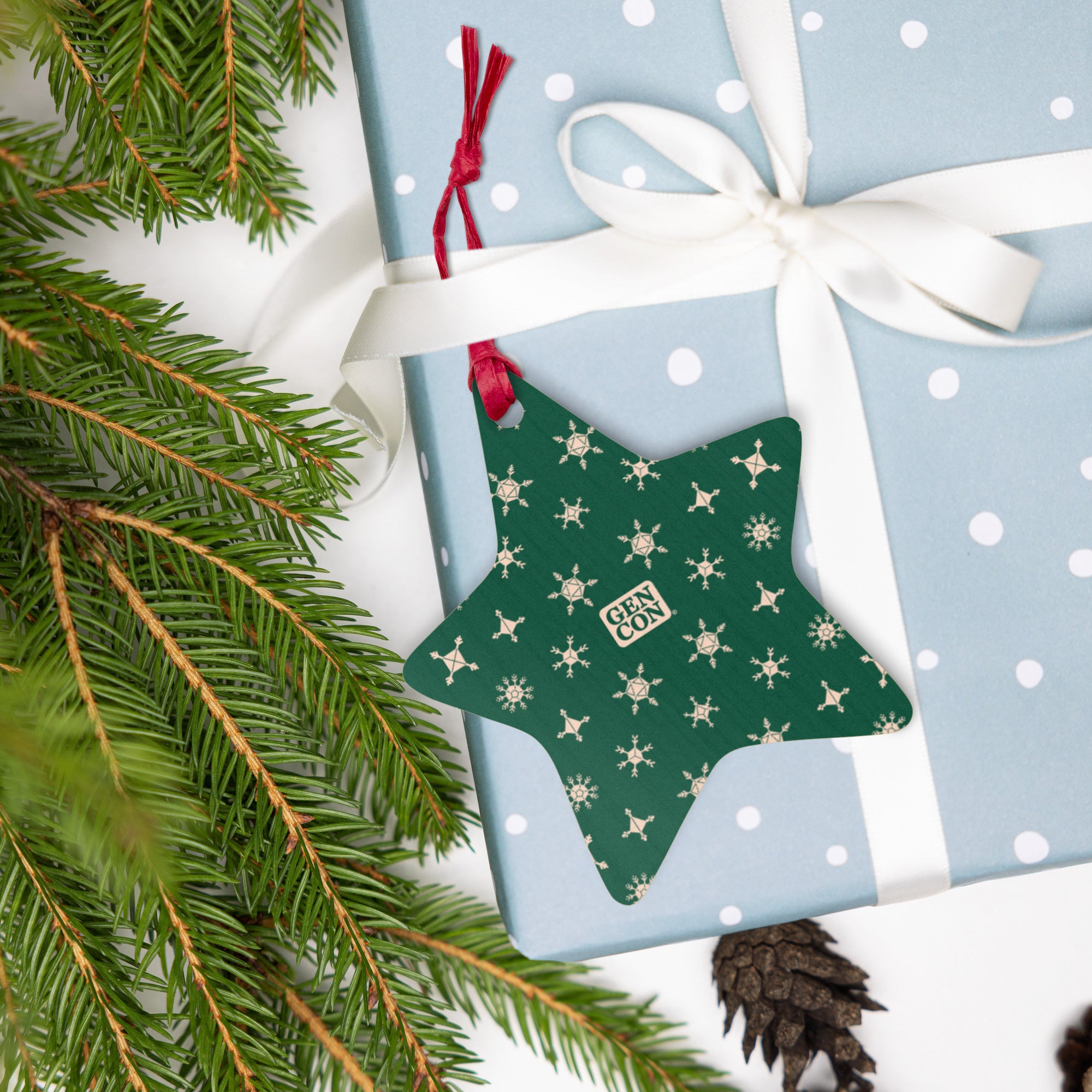 Gen Con Dice Snowflake Wooden Star Ornament Magnet | Rollacrit