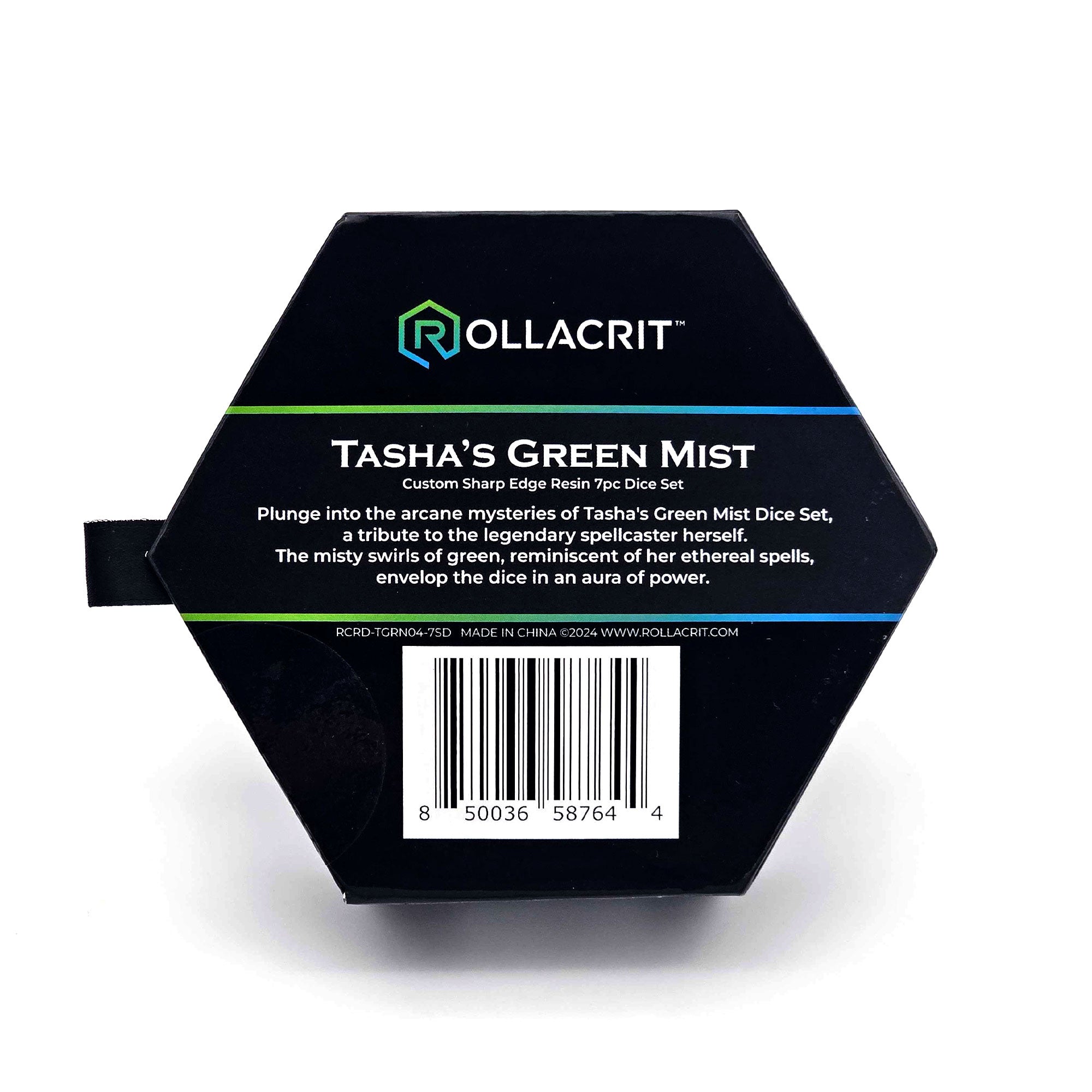 Tasha's Green Mist Custom Sharp Edge Resin 7pc Dice Set | Rollacrit