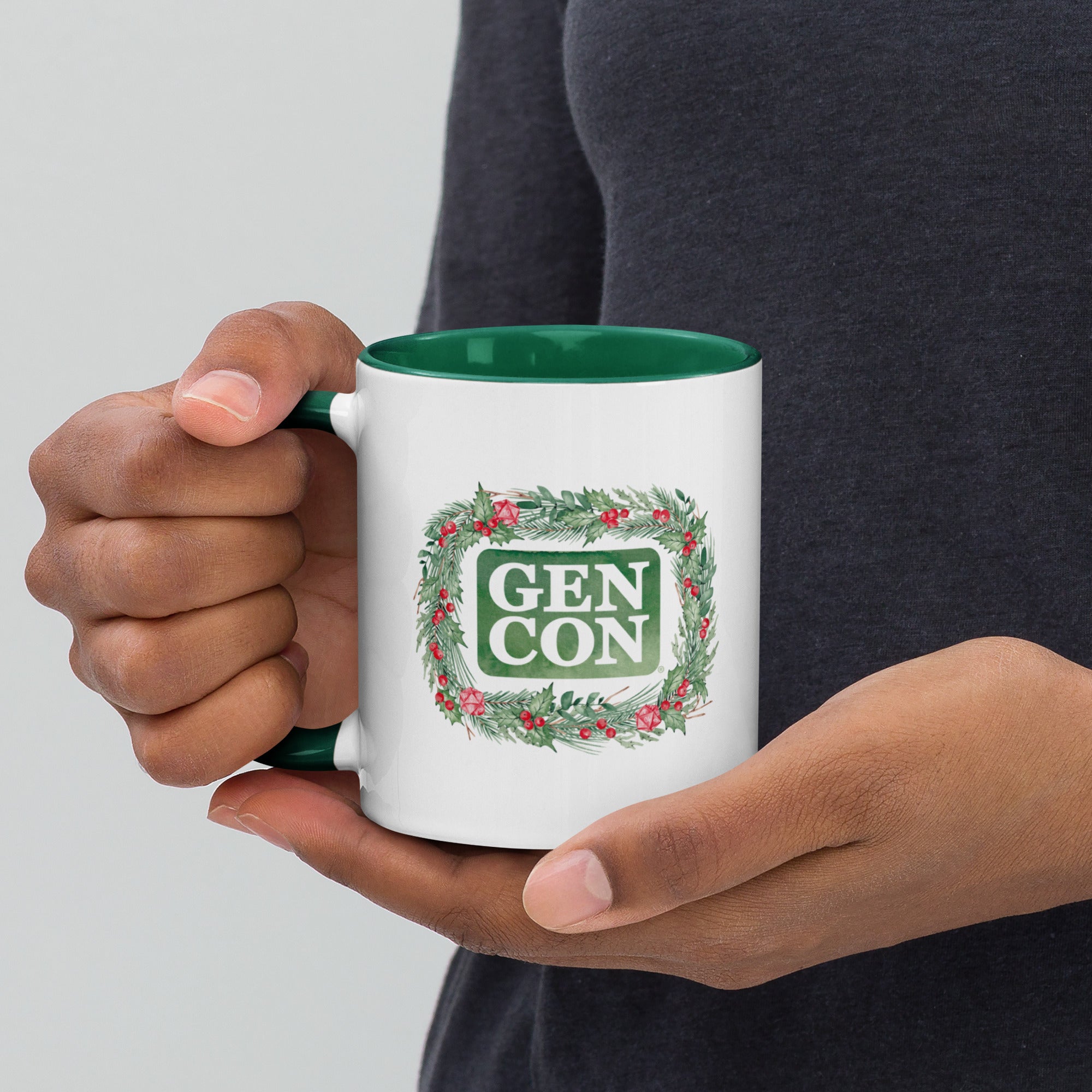 Green Gen Con Holiday Wreath Mug | Rollacrit
