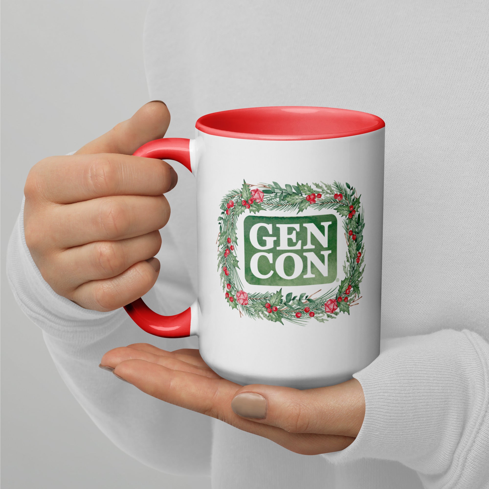 Red Gen Con Holiday Wreath Mug | Rollacrit