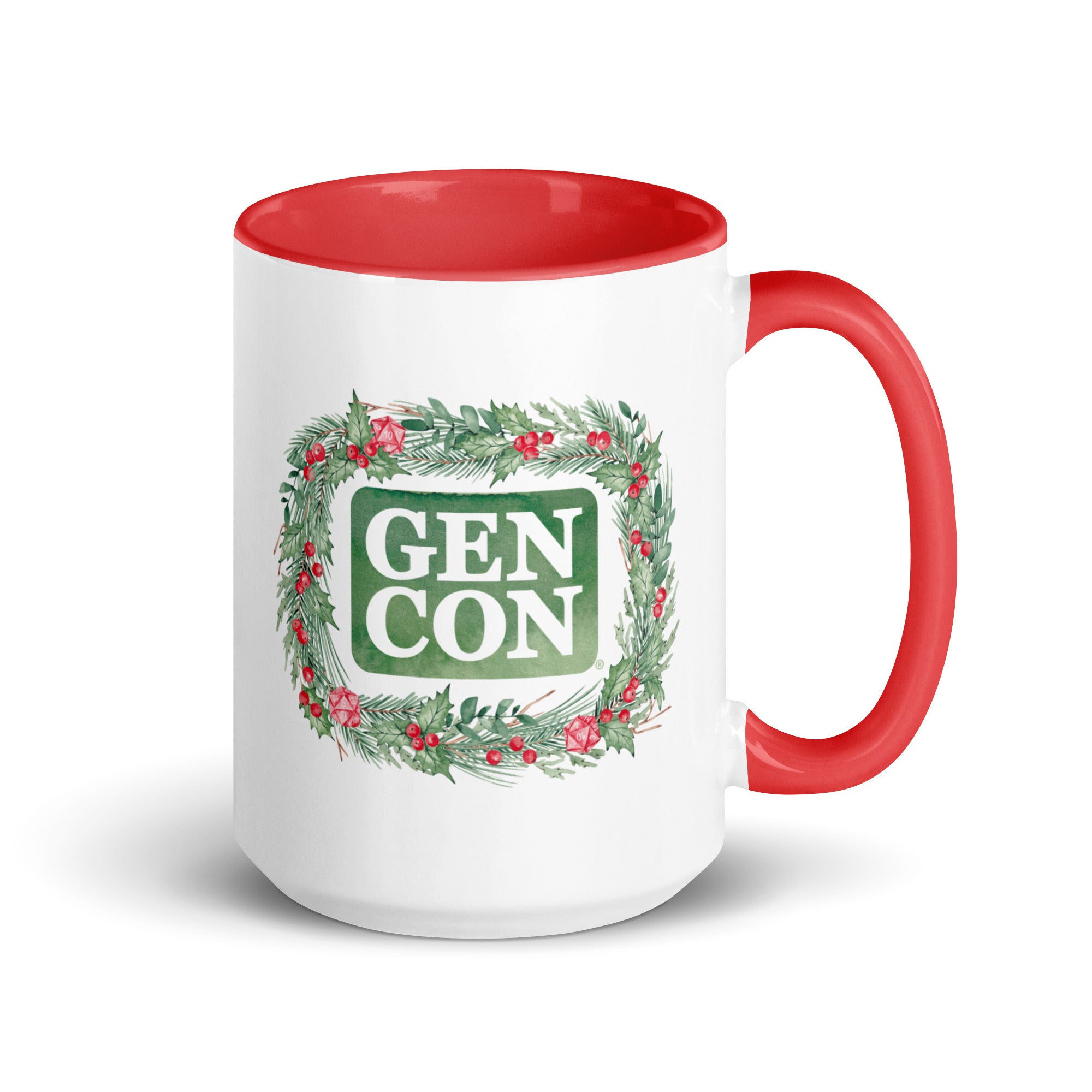 Red Gen Con Holiday Wreath Mug | Rollacrit
