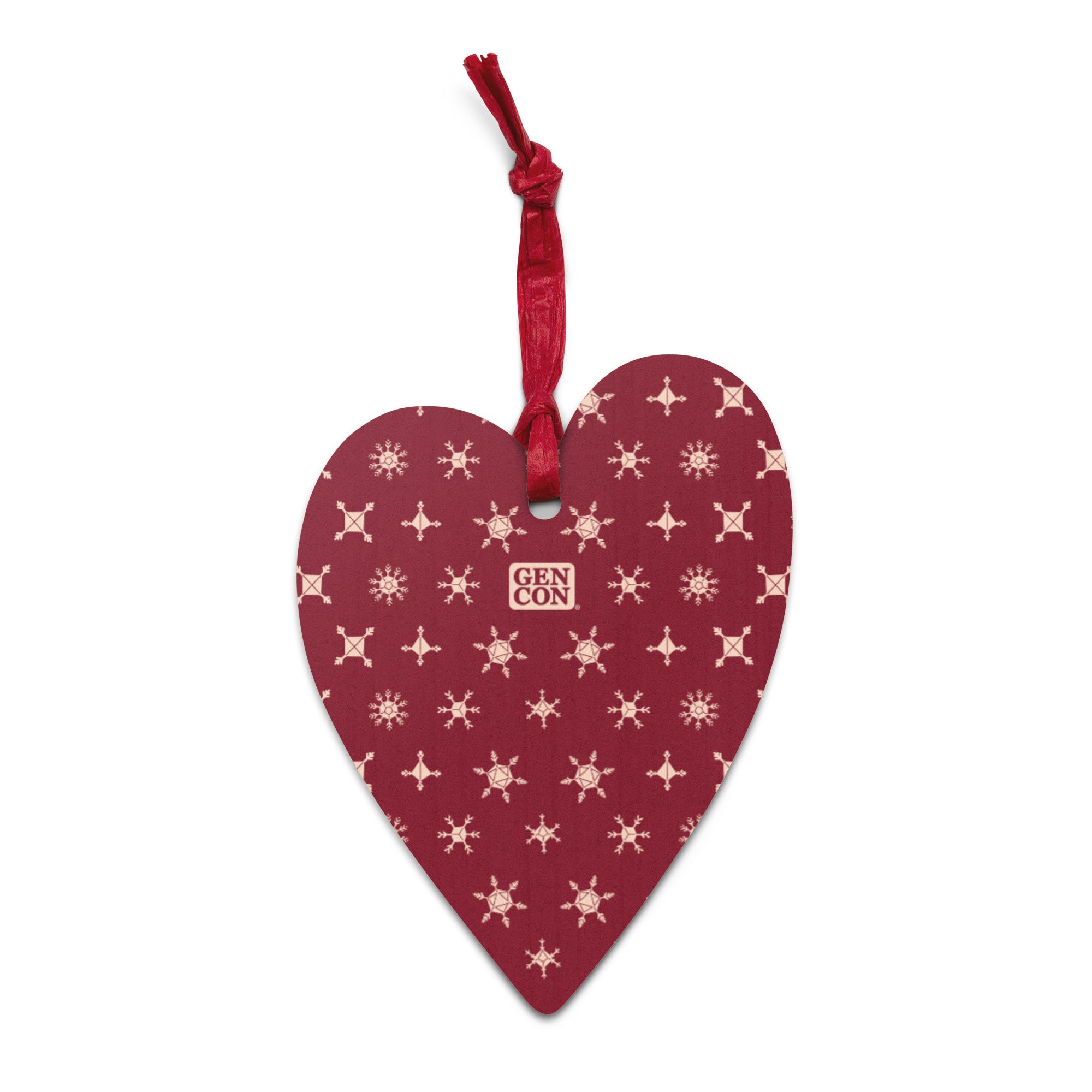 Gen Con Dice Snowflake Wooden Heart Ornament Magnet | Rollacrit