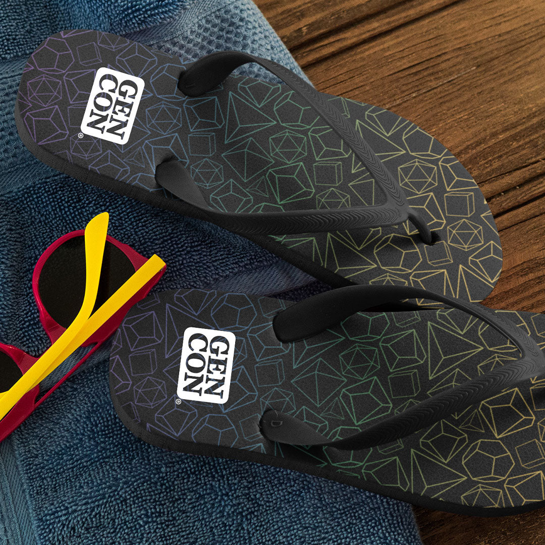 Gen Con Dice Pattern Flip-Flops | Rollacrit