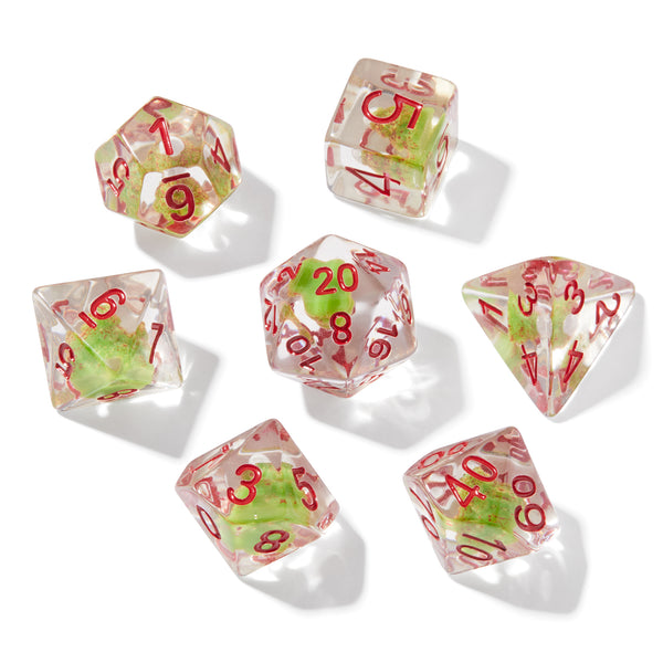 Christmas Tree Fragment Filled Resin 7pc Dice Set | Rollacrit