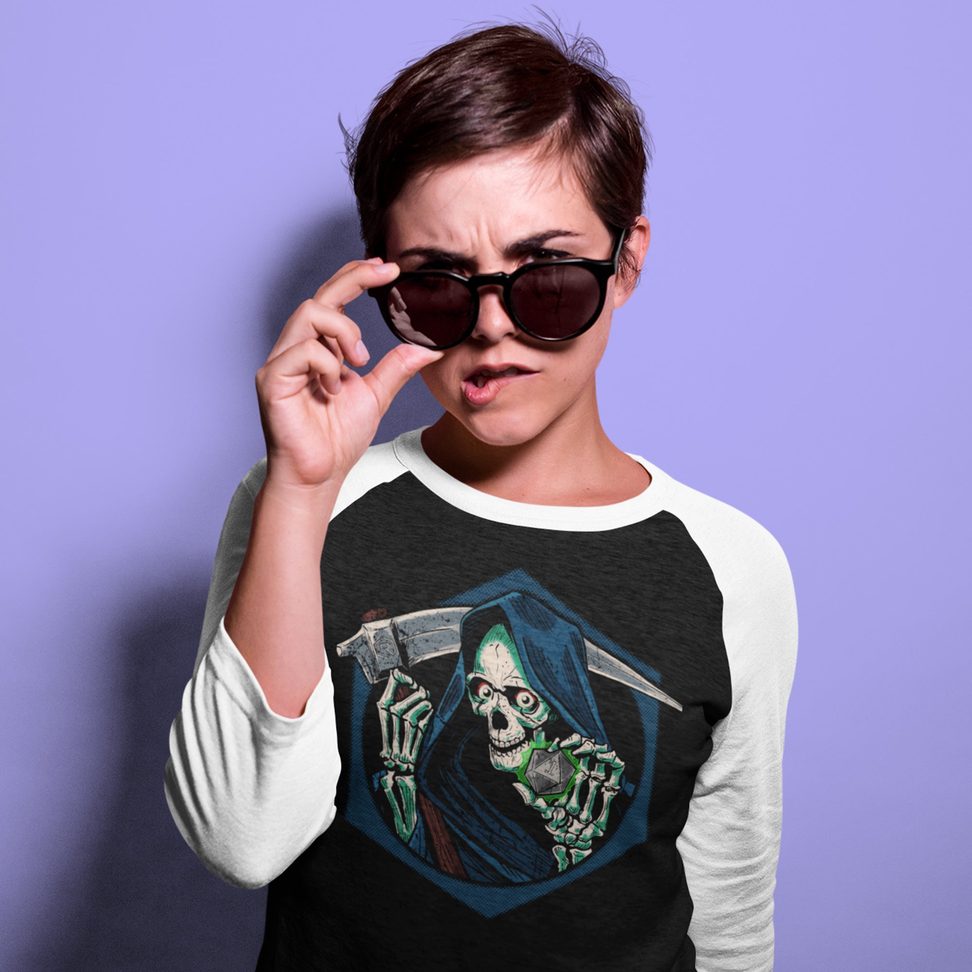 Grim Roller 3/4 Sleeve Raglan Shirt | Rollacrit