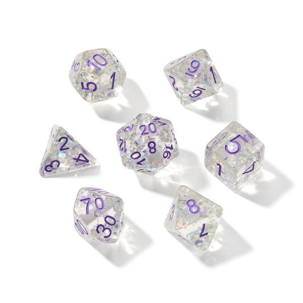 Clear as Dice Fragment Filled Resin 7pc Dice Set