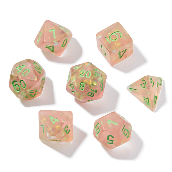 Frosted Mermaid Coral Resin 7pc Dice Set | Rollacrit