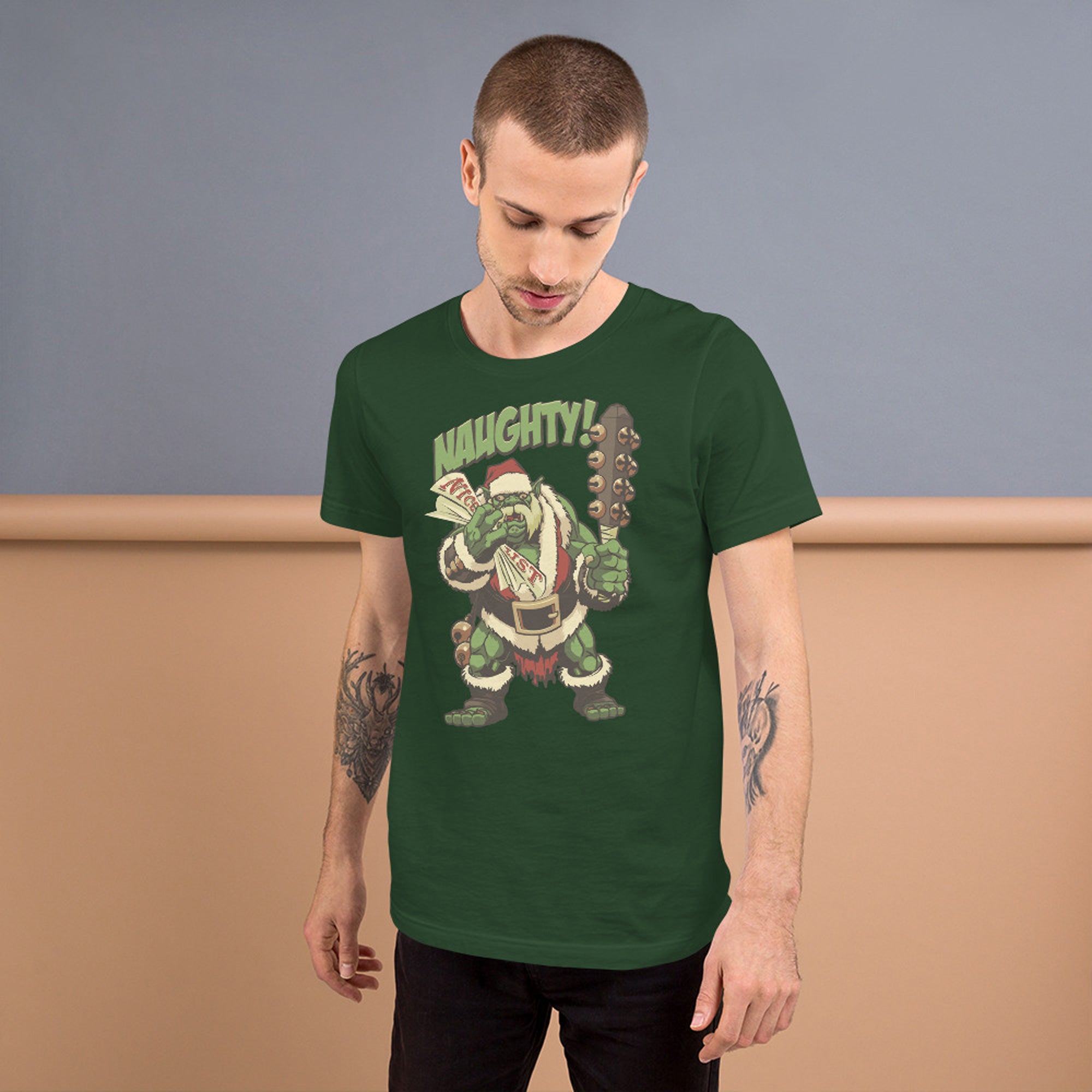 Holiday Naughty Ogre Slim Fit T-Shirt | Rollacrit