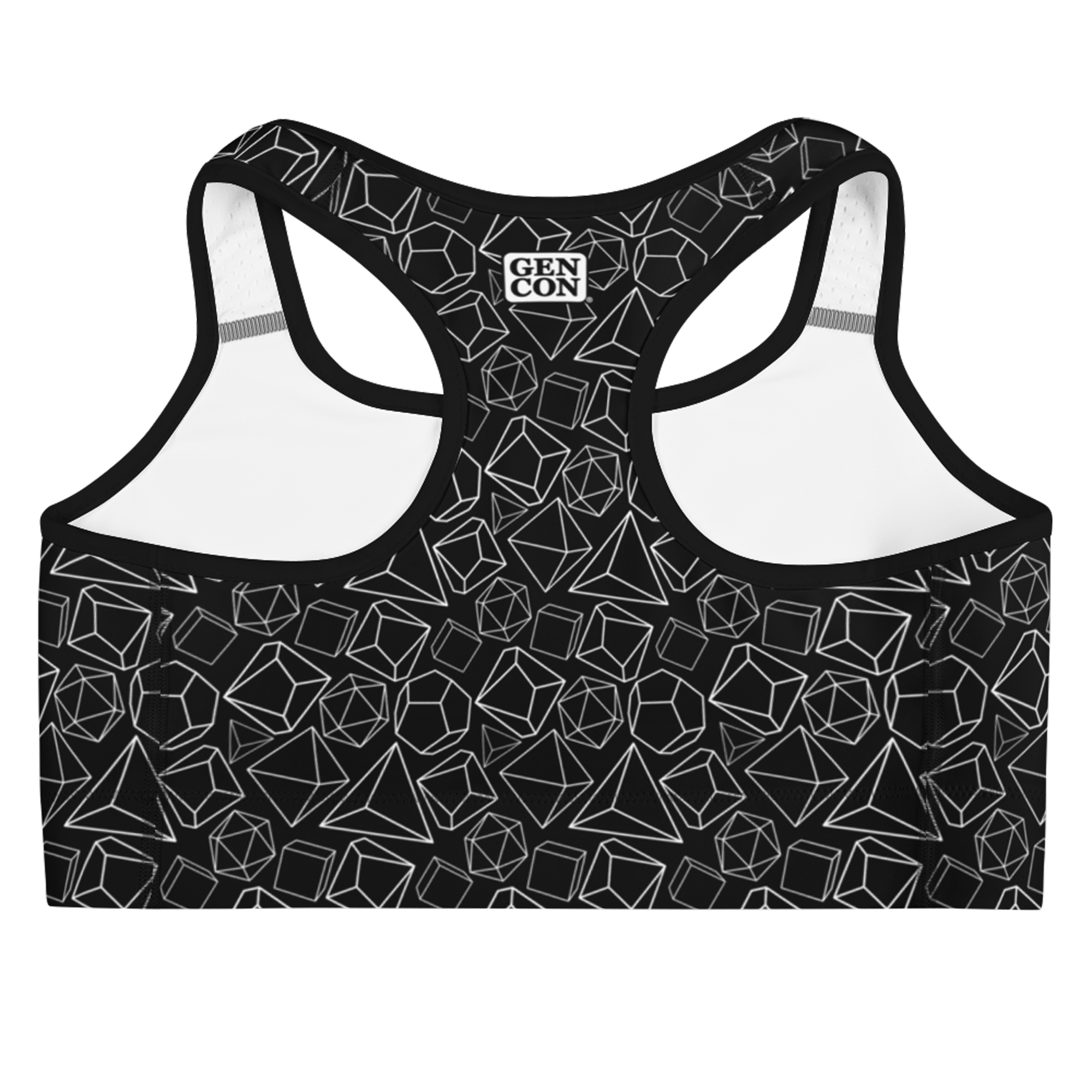 Gen Con White Dice Pattern Sports Bra | Rollacrit