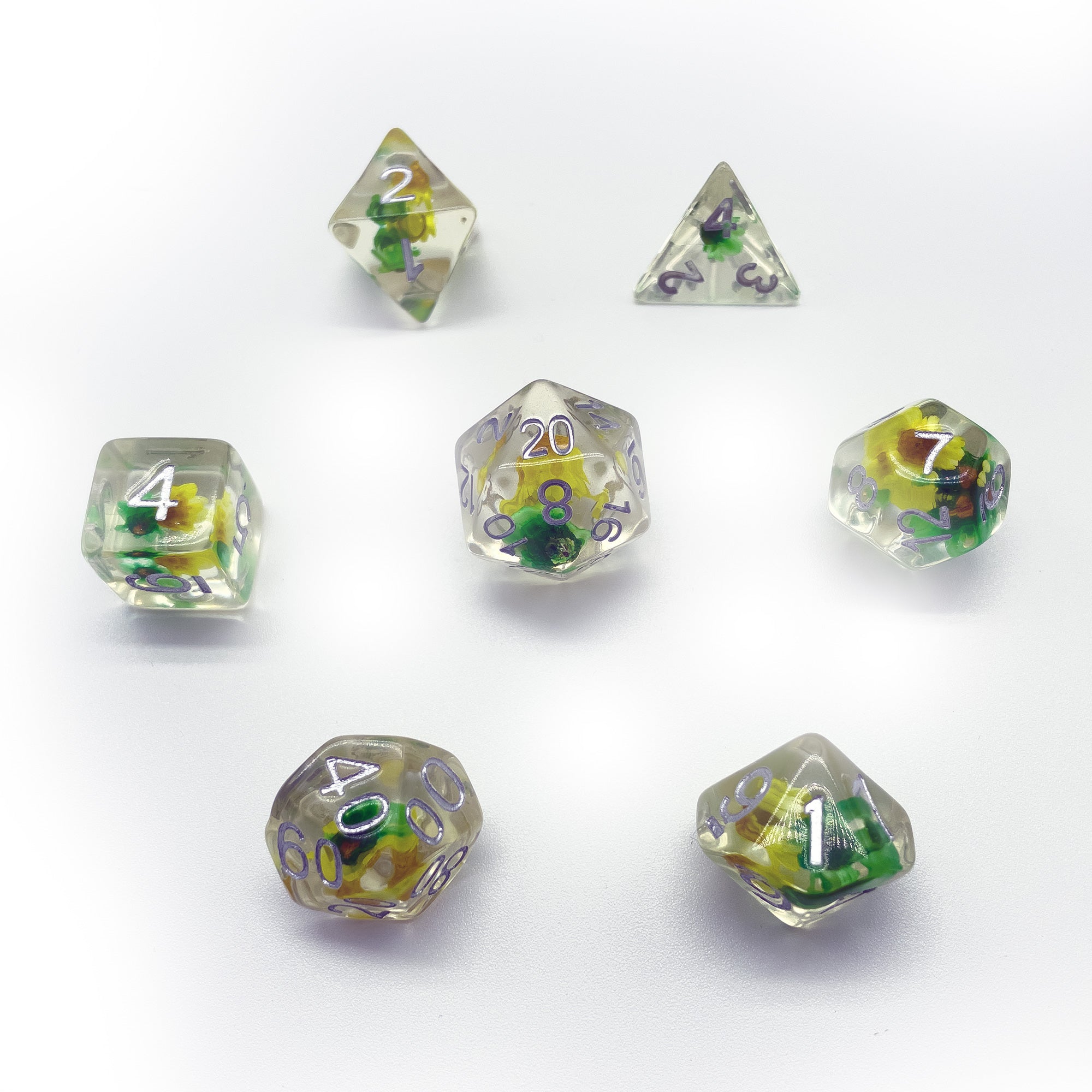 Dandelion Flower Resin 7pc Dice Set | Rollacrit