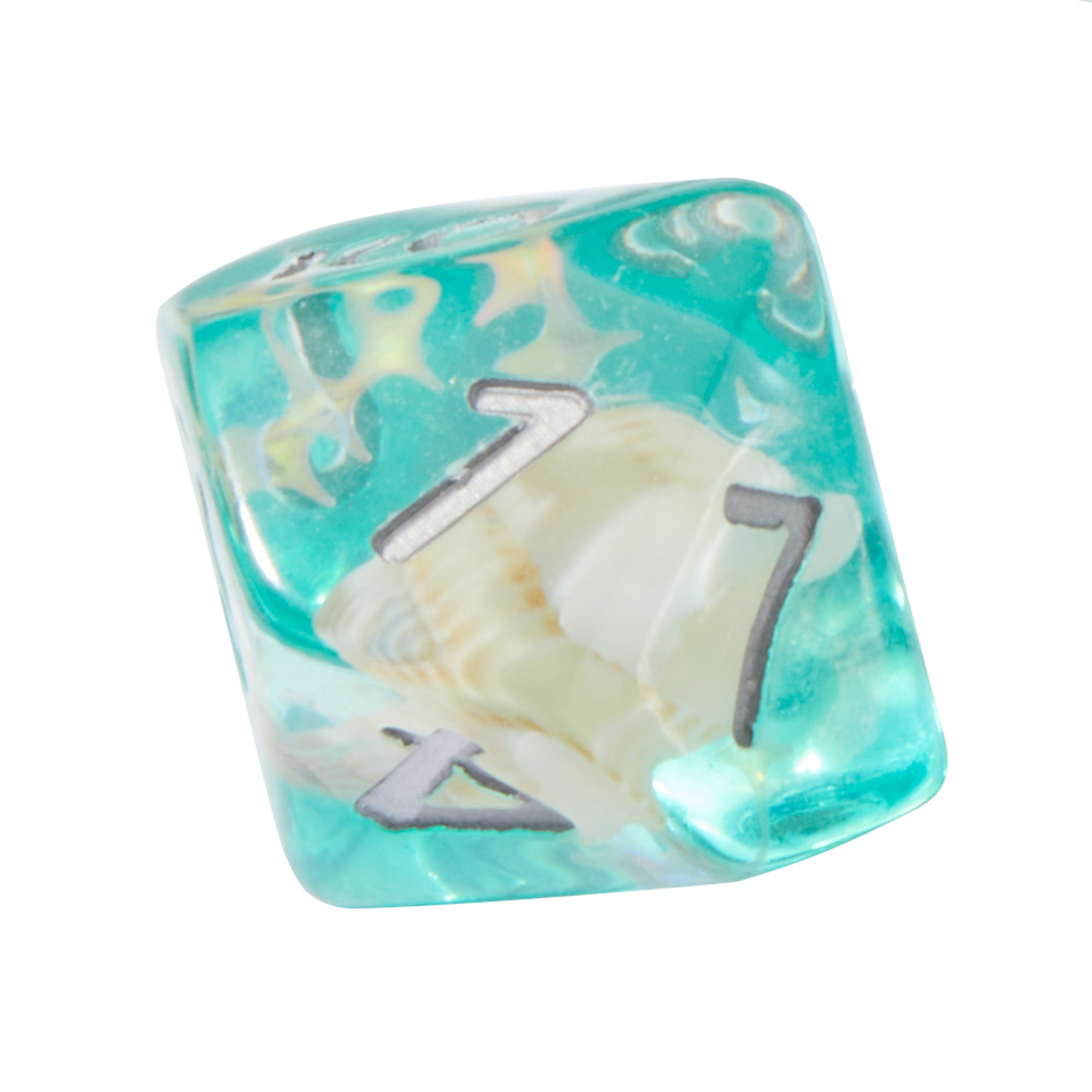 Teal Conch Shell Resin 7pc Dice Set | Rollacrit