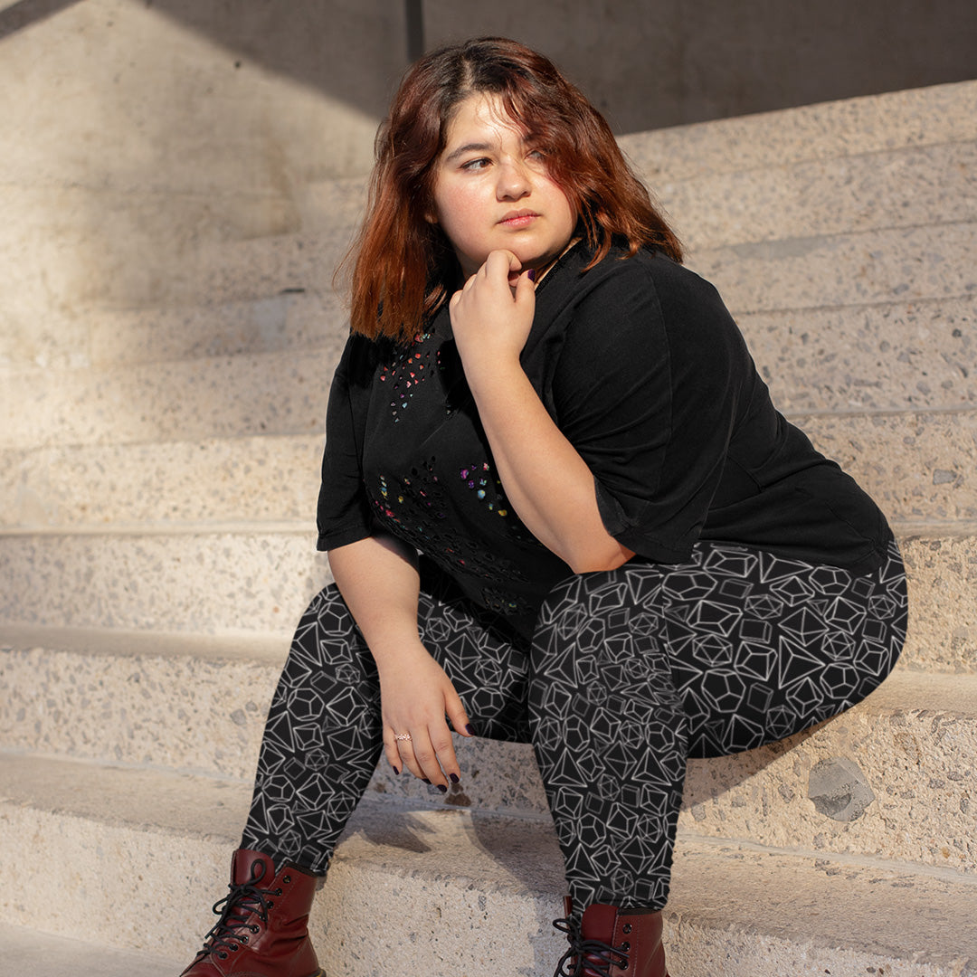 Gen Con White Dice Pattern Leggings w/ Pockets | Rollacrit