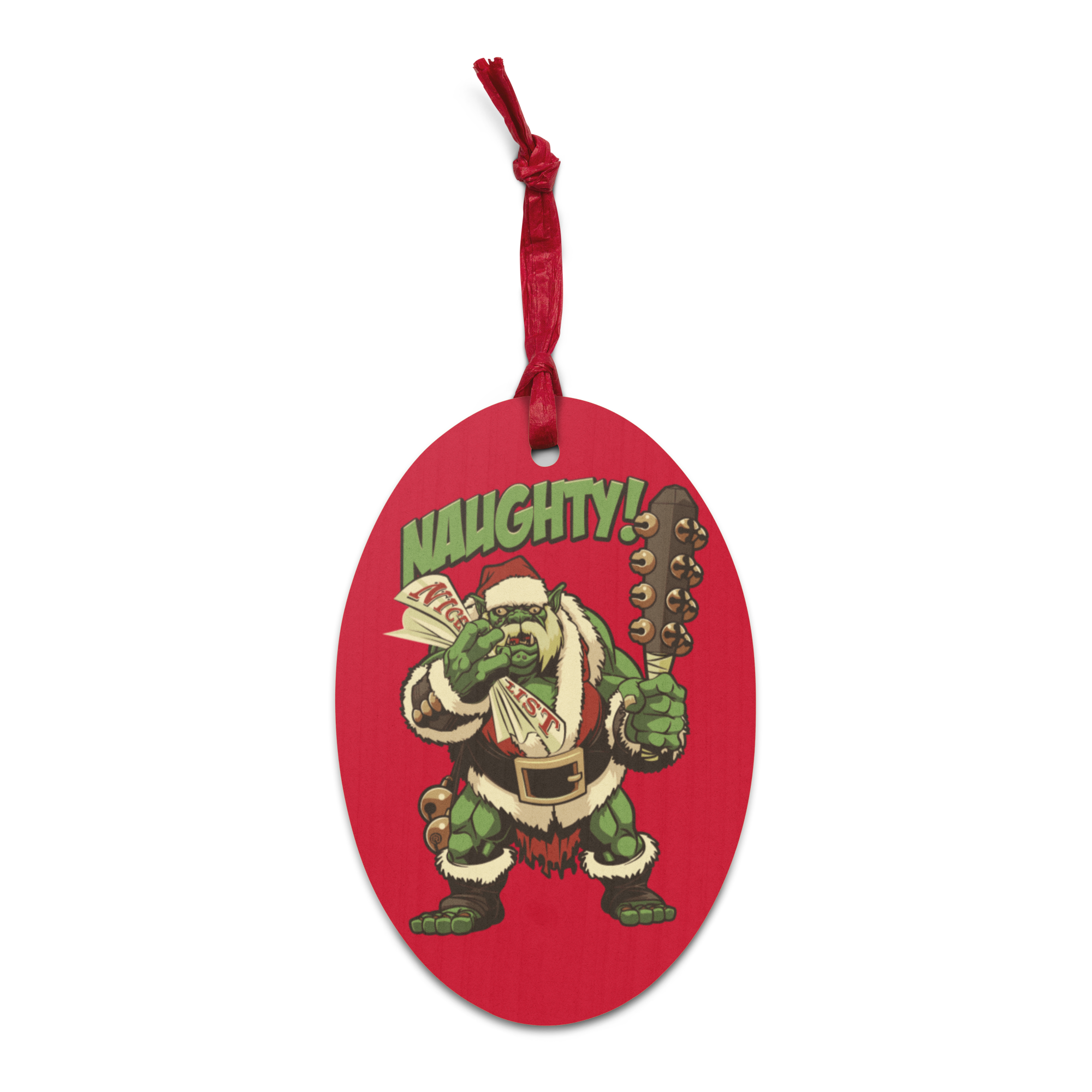 Holiday Naughty Ogre Wooden Ornament Magnet | Rollacrit
