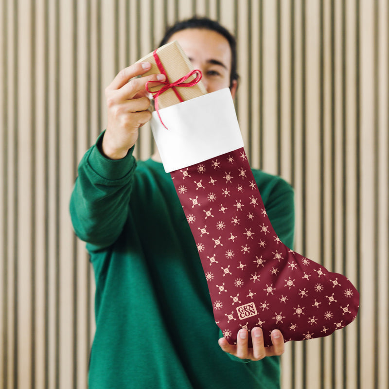 Gen Con Dice Snowflake Christmas Burgundy Stocking | Rollacrit
