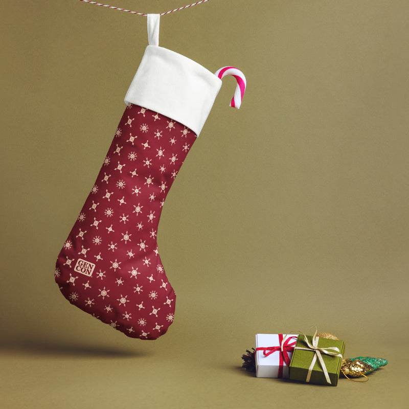 Gen Con Dice Snowflake Christmas Burgundy Stocking | Rollacrit