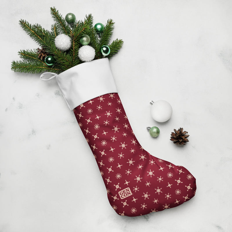 Gen Con Dice Snowflake Christmas Burgundy Stocking | Rollacrit